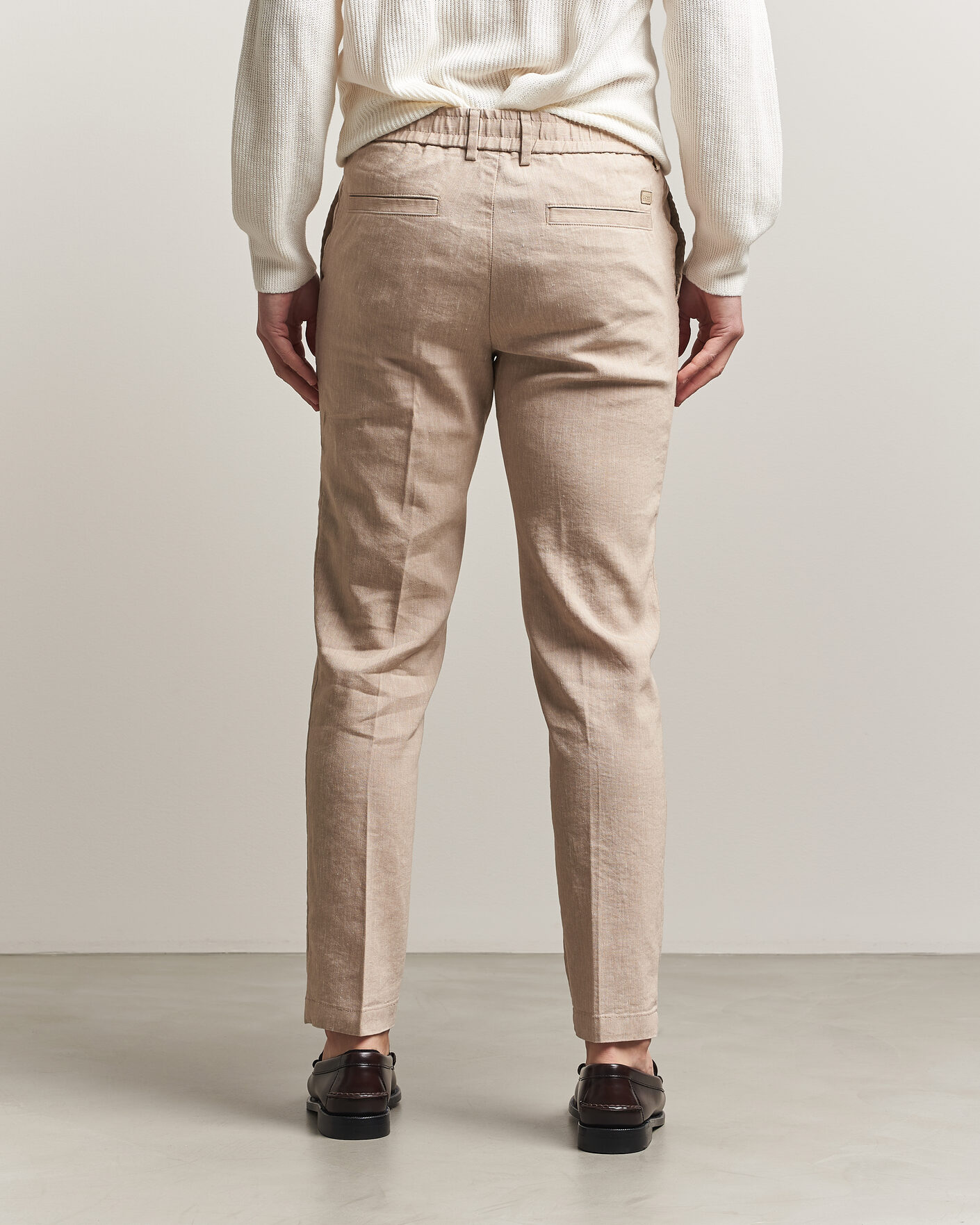 Herren | Hosen | BOSS BLACK | Kane Linen Drawstring Trousers Open Beige