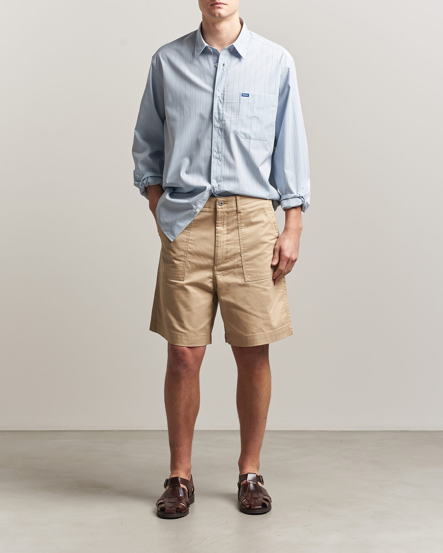 Herren | Hemden | HUGO | Ebalto Striped Cotton Shirt Open Blue