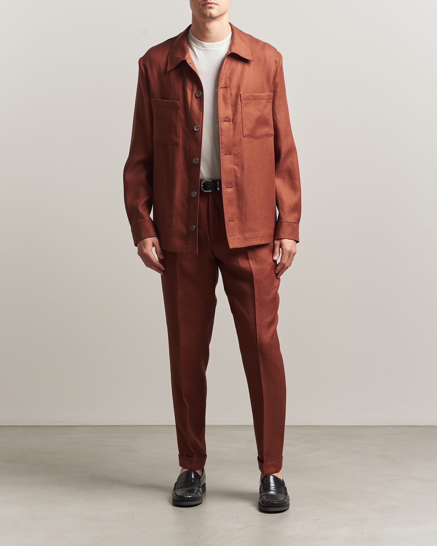 Herren | Hosen | BOSS CAMEL | Peet Linen Pleated Trousers Rust