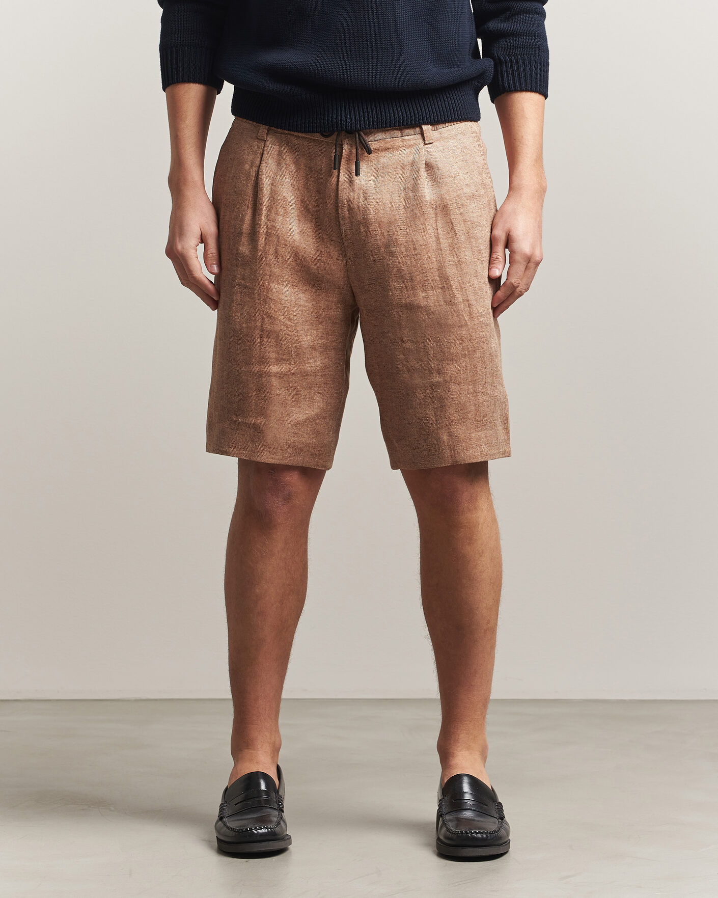 Herren | Shorts | BOSS CAMEL | Peet Linen Drawstring Shorts Medium Beige