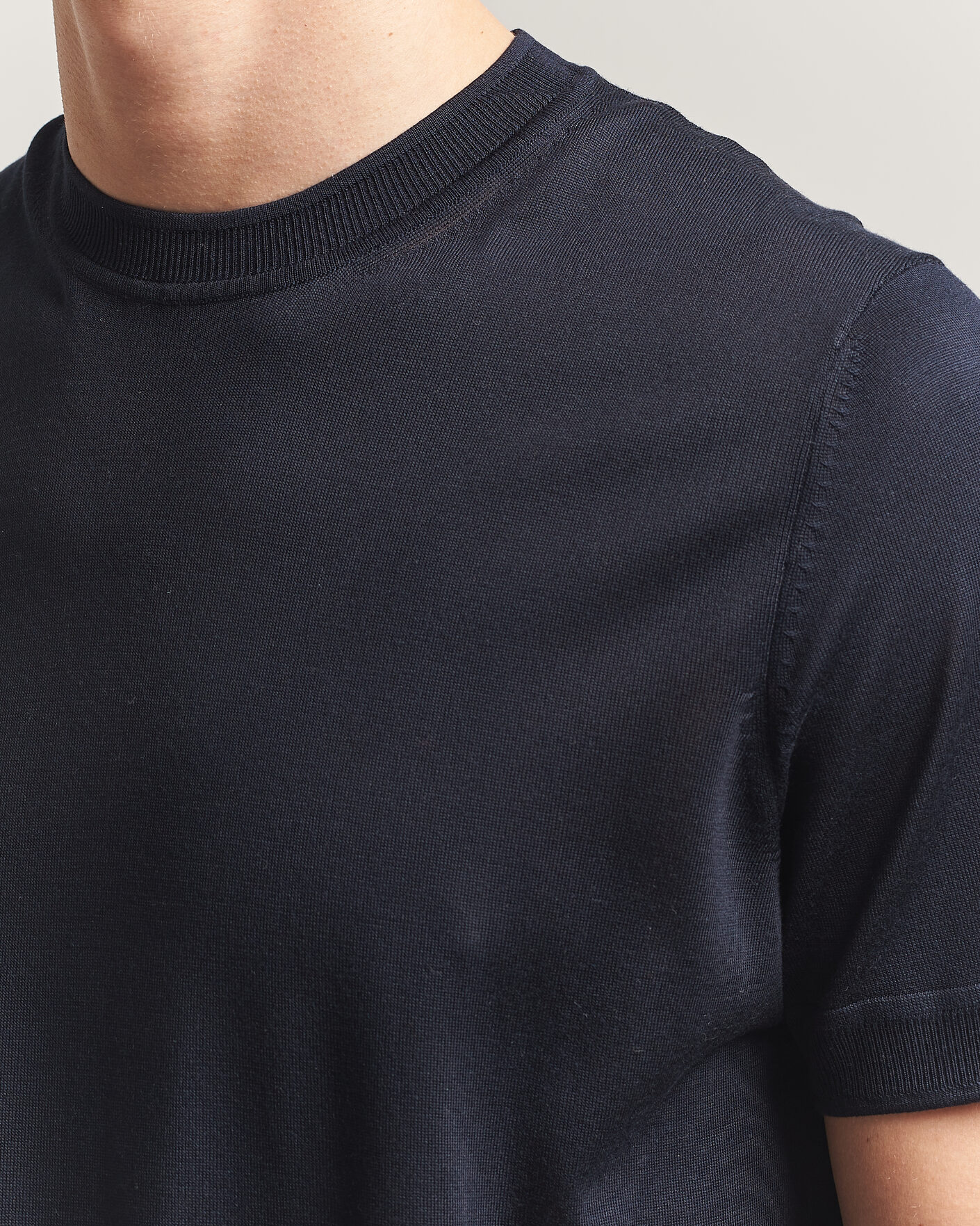 Herren | T-Shirts | BOSS CAMEL | Nottano Silk Knitted T-Shirt Dark Blue