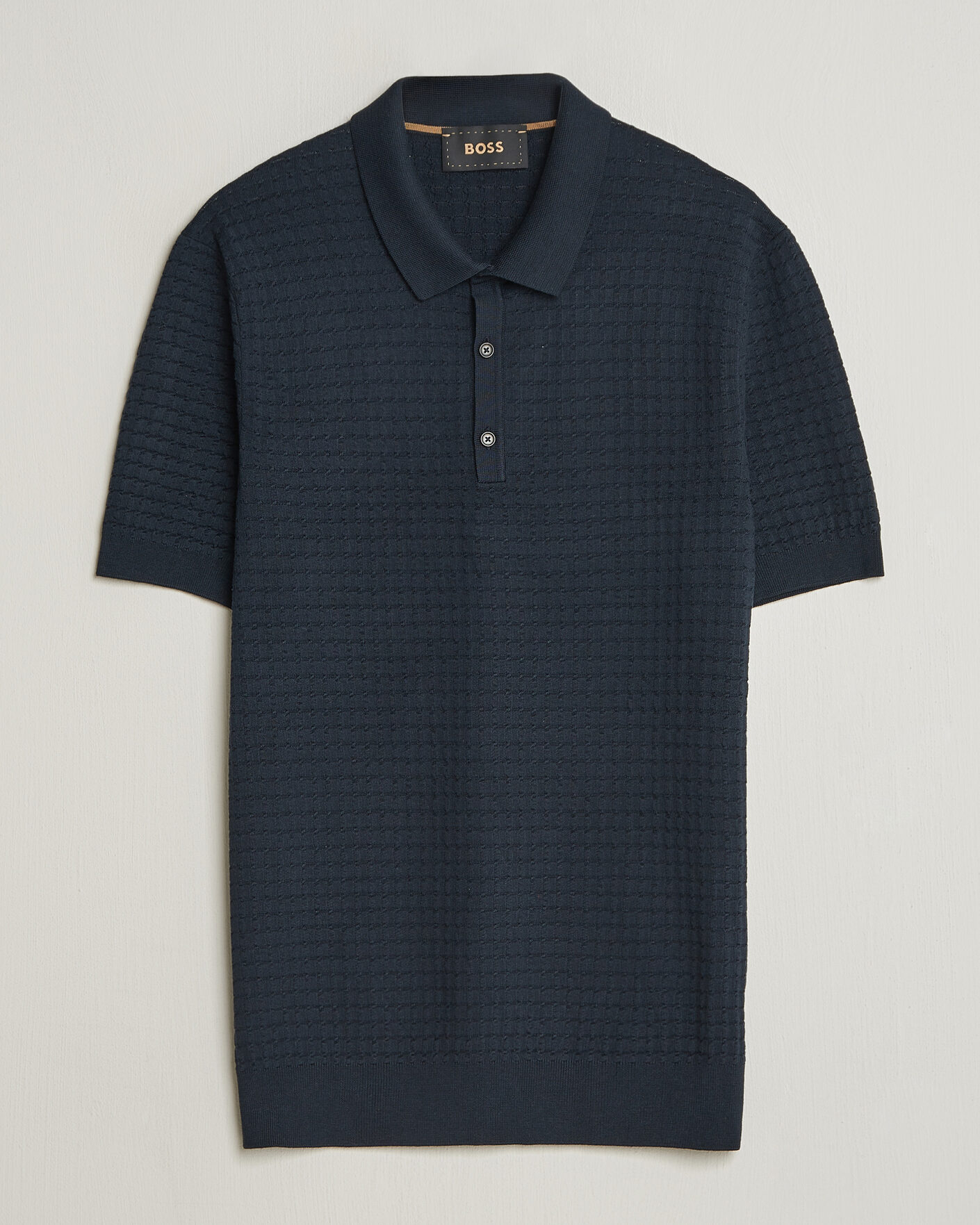 Herren | Poloshirts | BOSS CAMEL | Nadalione Silk/Cotton Knitted Polo Dark Blue
