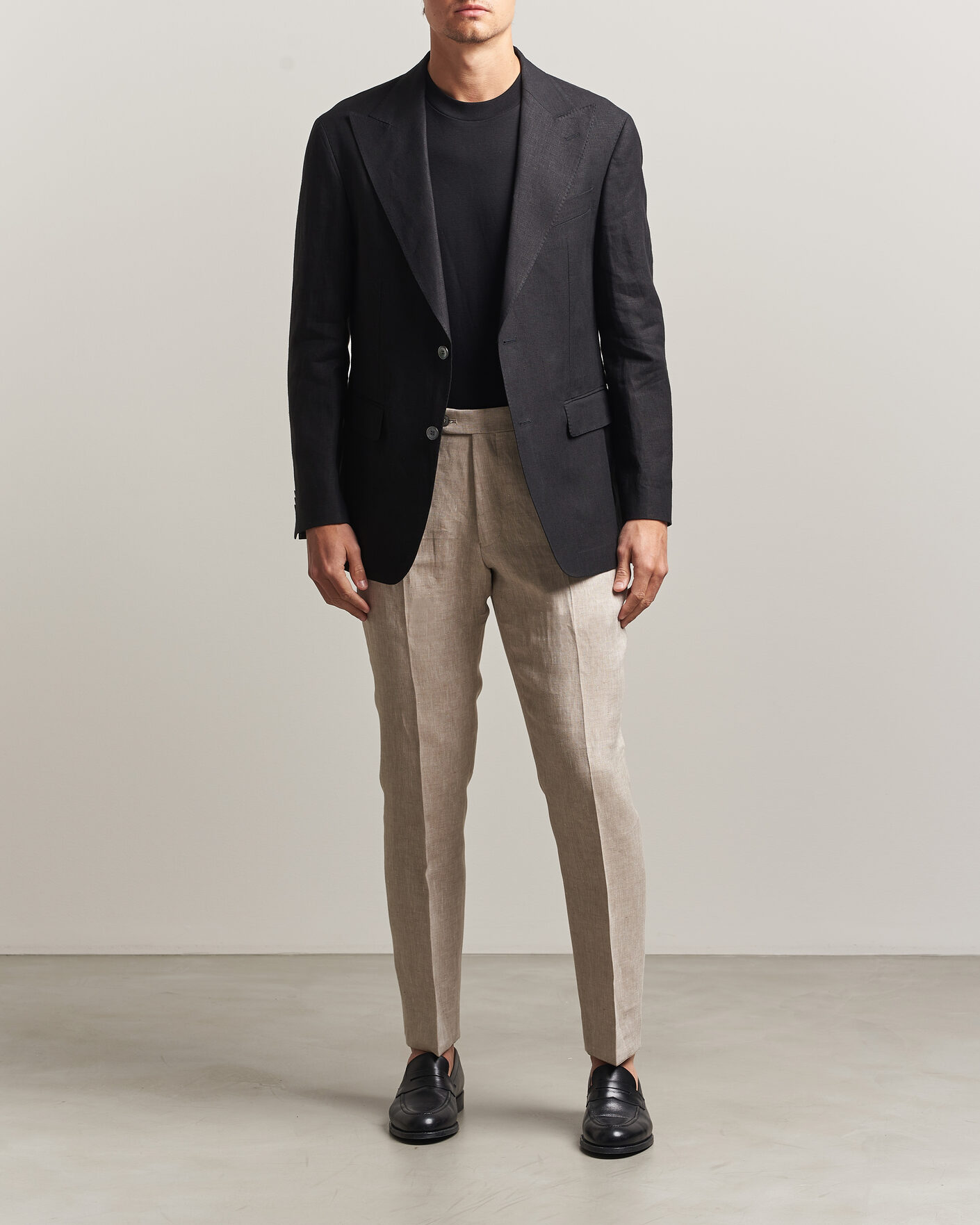 Herren | Hosen | Oscar Jacobson | Dandy Linen Trousers Beige