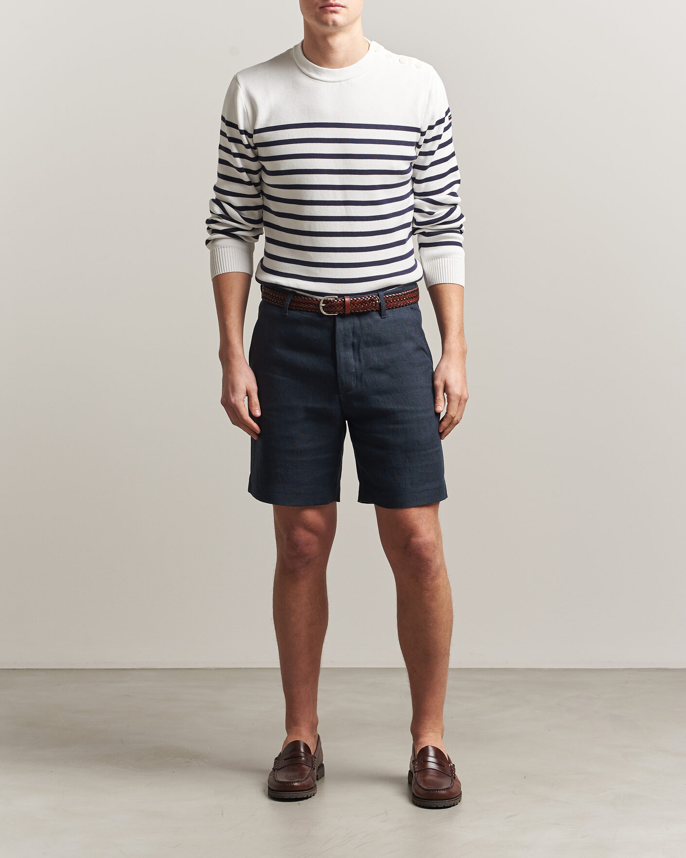 Herren | Shorts | Peregrine | Windsor Linen Shorts Navy Stripe