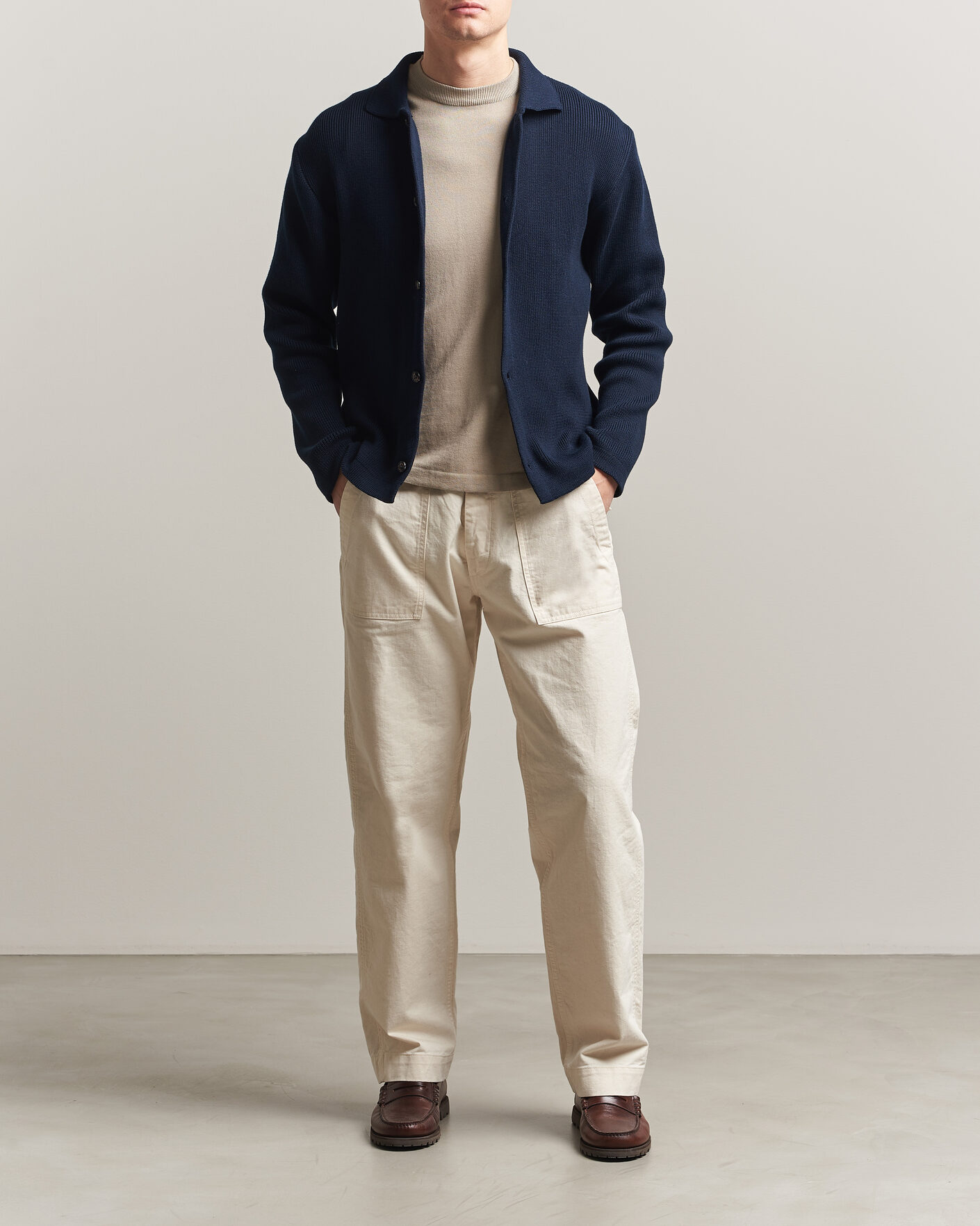 Herren | Pullover | Peregrine | River Knitted Cotton Schacket Navy