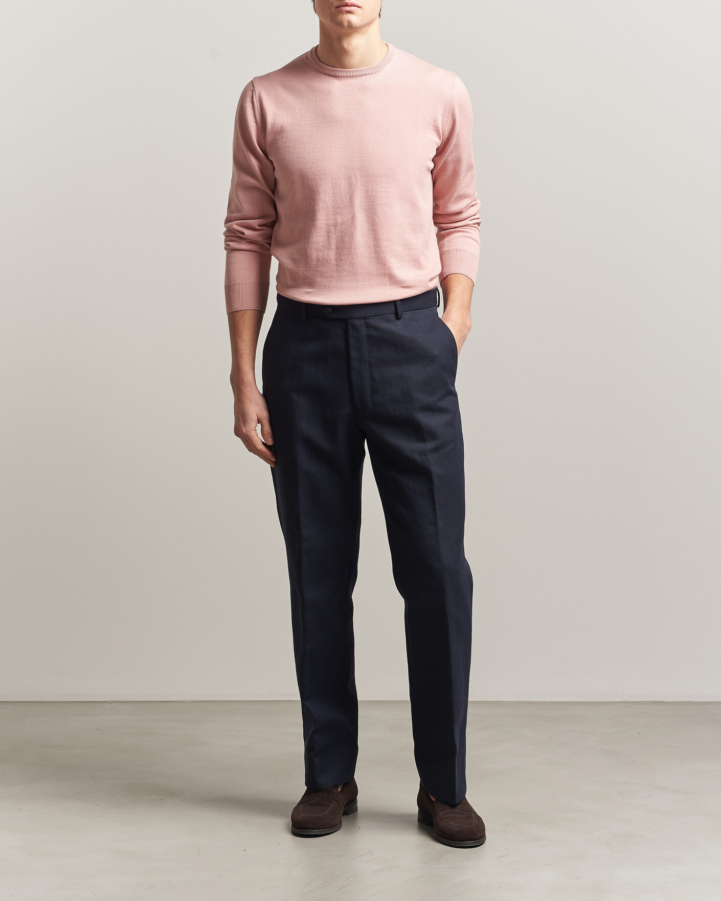 Herren | Pullover | Morgano | Supersoft Egyptian Cotton Crew Neck Soft Pink
