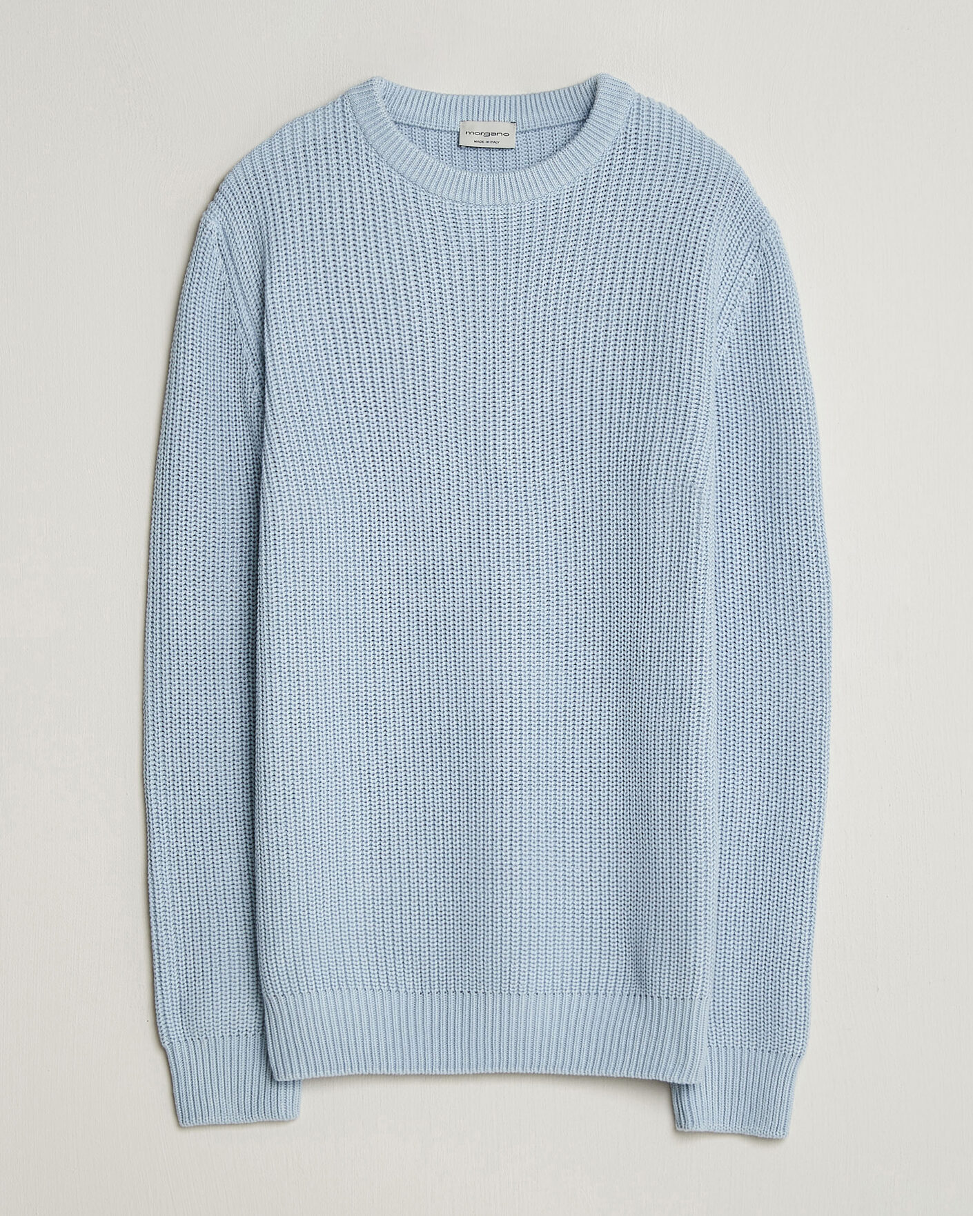 Herren | Pullover | Morgano | Supersoft Egyptian Cotton Fisher Man Crew Light Blue