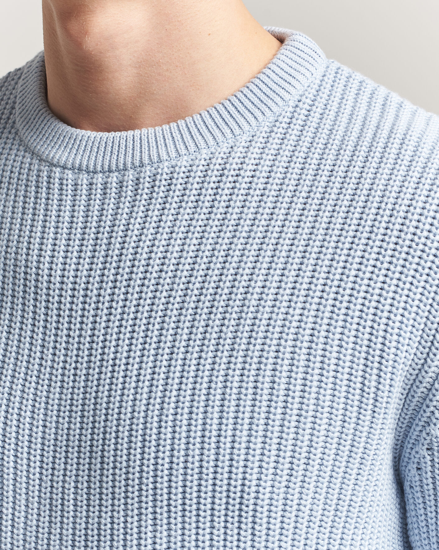 Herren | Pullover | Morgano | Supersoft Egyptian Cotton Fisher Man Crew Light Blue
