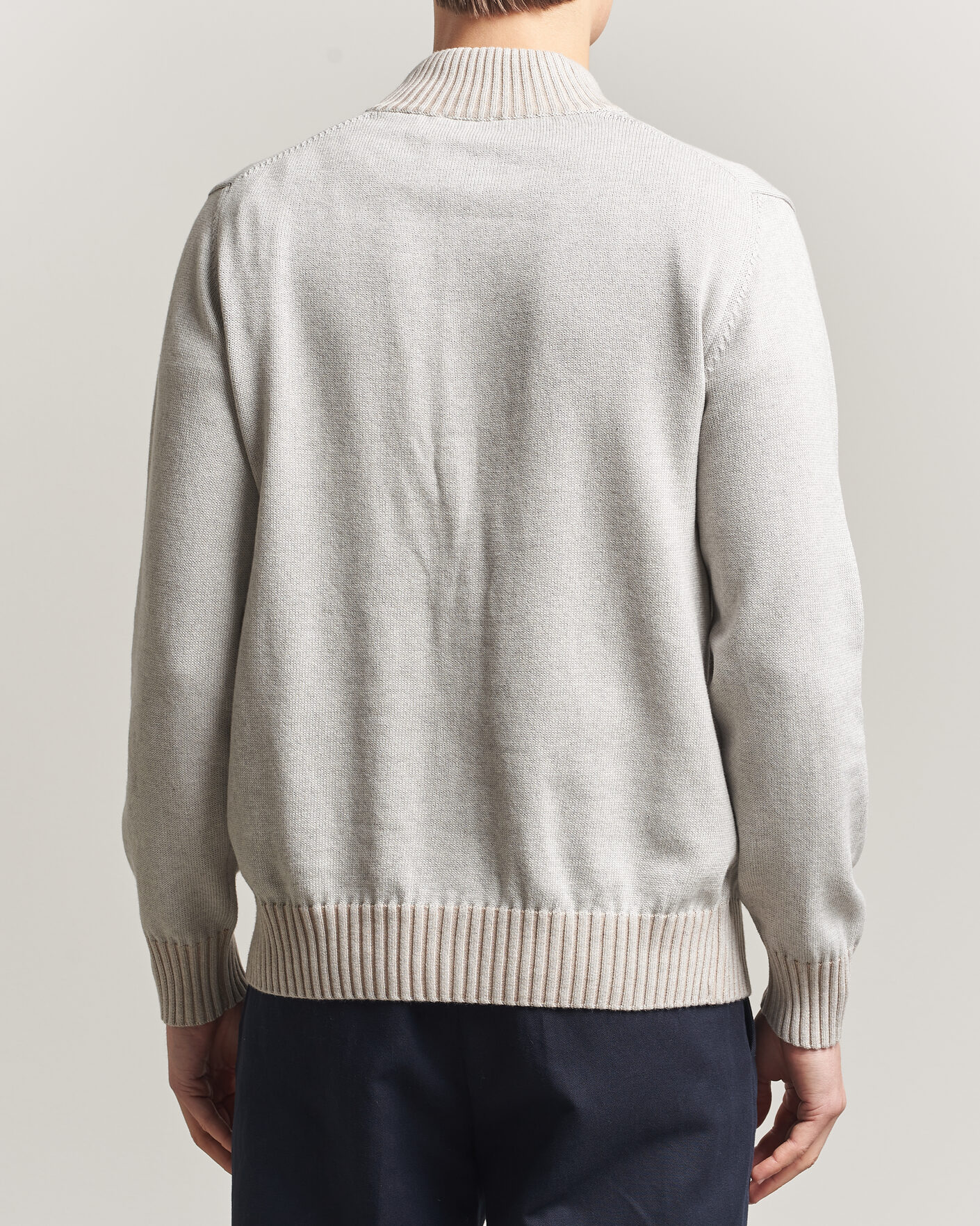 Herren | Pullover | Morgano | Cotton/Cashmere Knitted Cardigan Light Grey