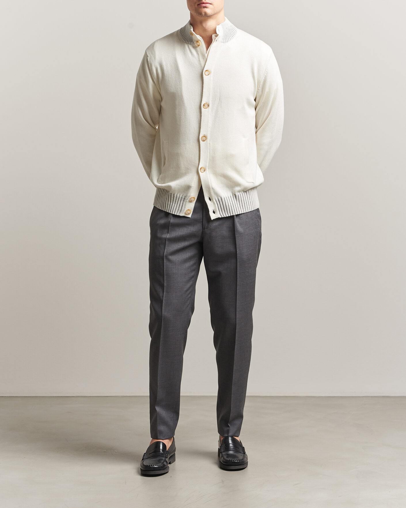 Herren | Pullover | Morgano | Cotton/Cashmere Knitted Cardigan Cream