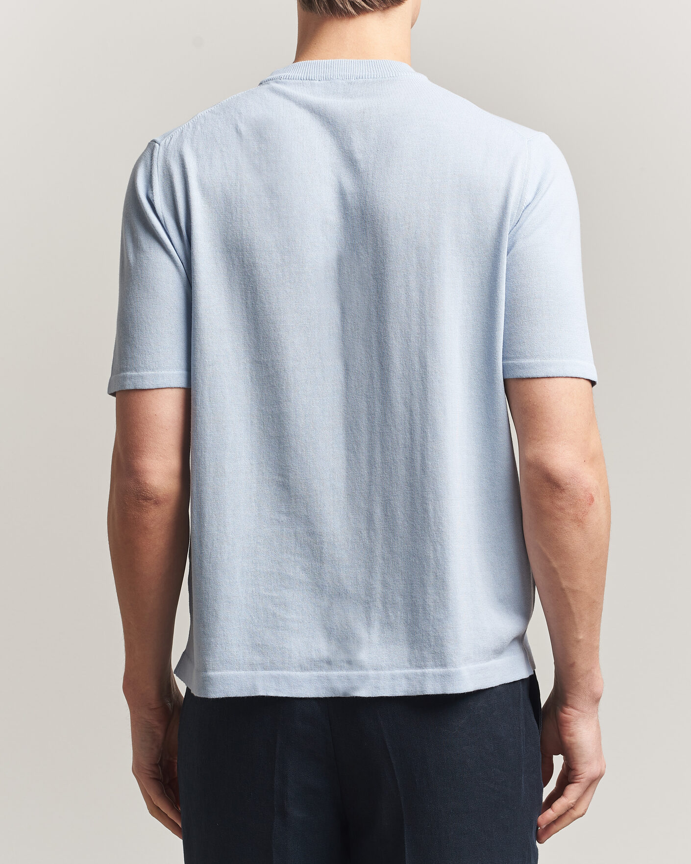 Herren | T-Shirts | Morgano | Knitted Cotton Crepe T-Shirt Light Blue