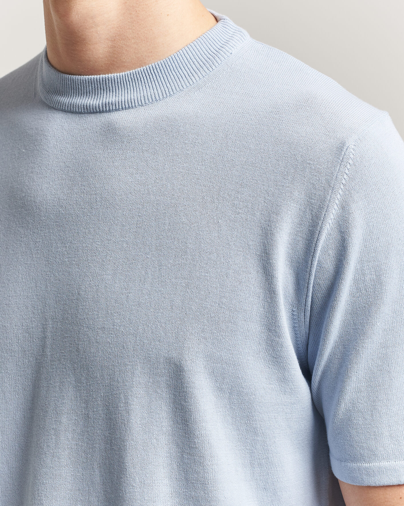 Herren | T-Shirts | Morgano | Knitted Cotton Crepe T-Shirt Light Blue