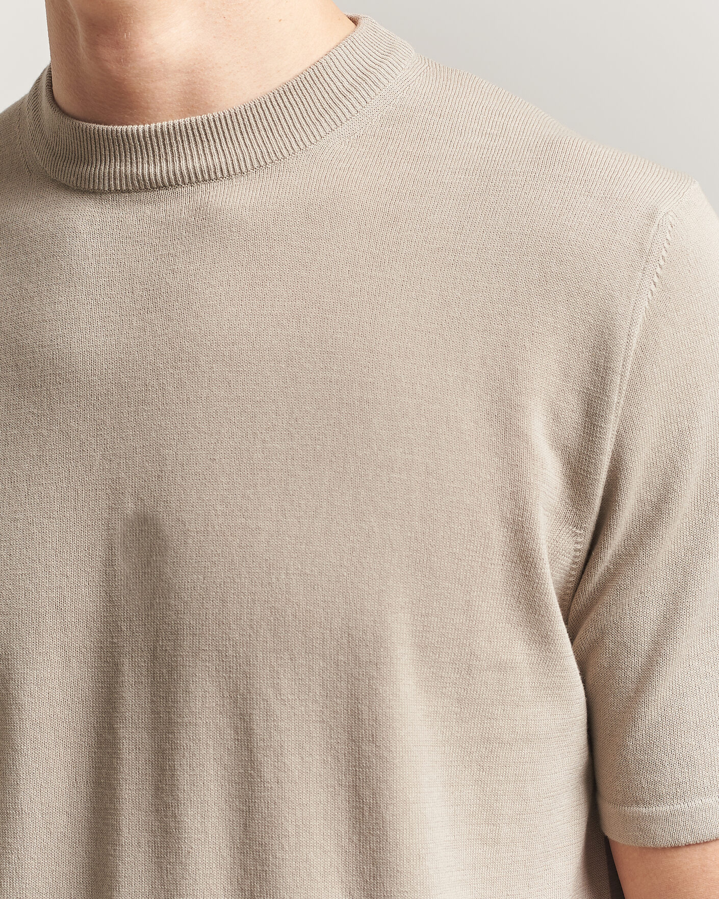 Herren | T-Shirts | Morgano | Knitted Cotton Crepe T-Shirt Beige