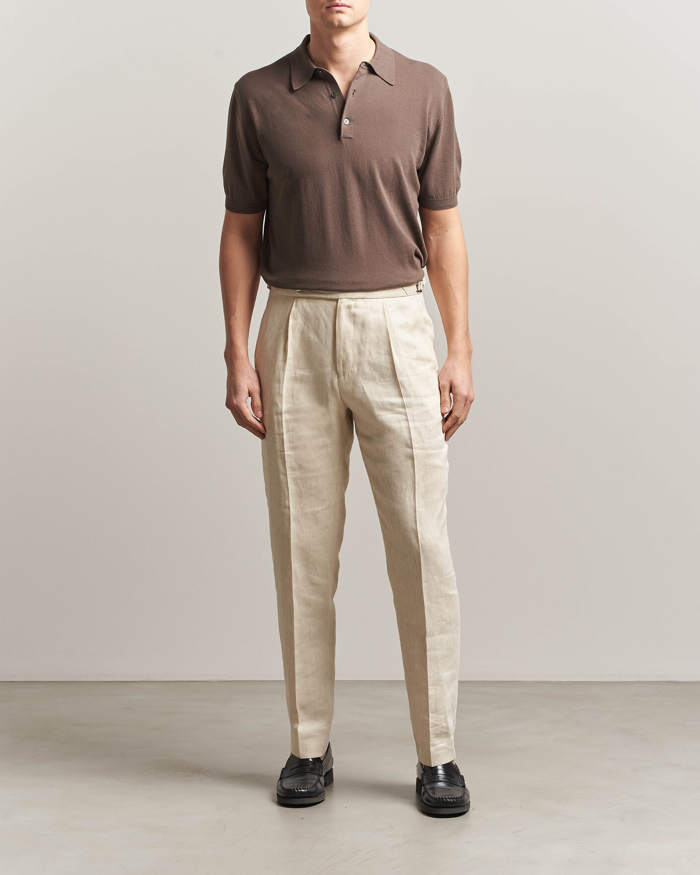 Herren | Poloshirts | Morgano | Knitted Cotton Crepe Polo Brown