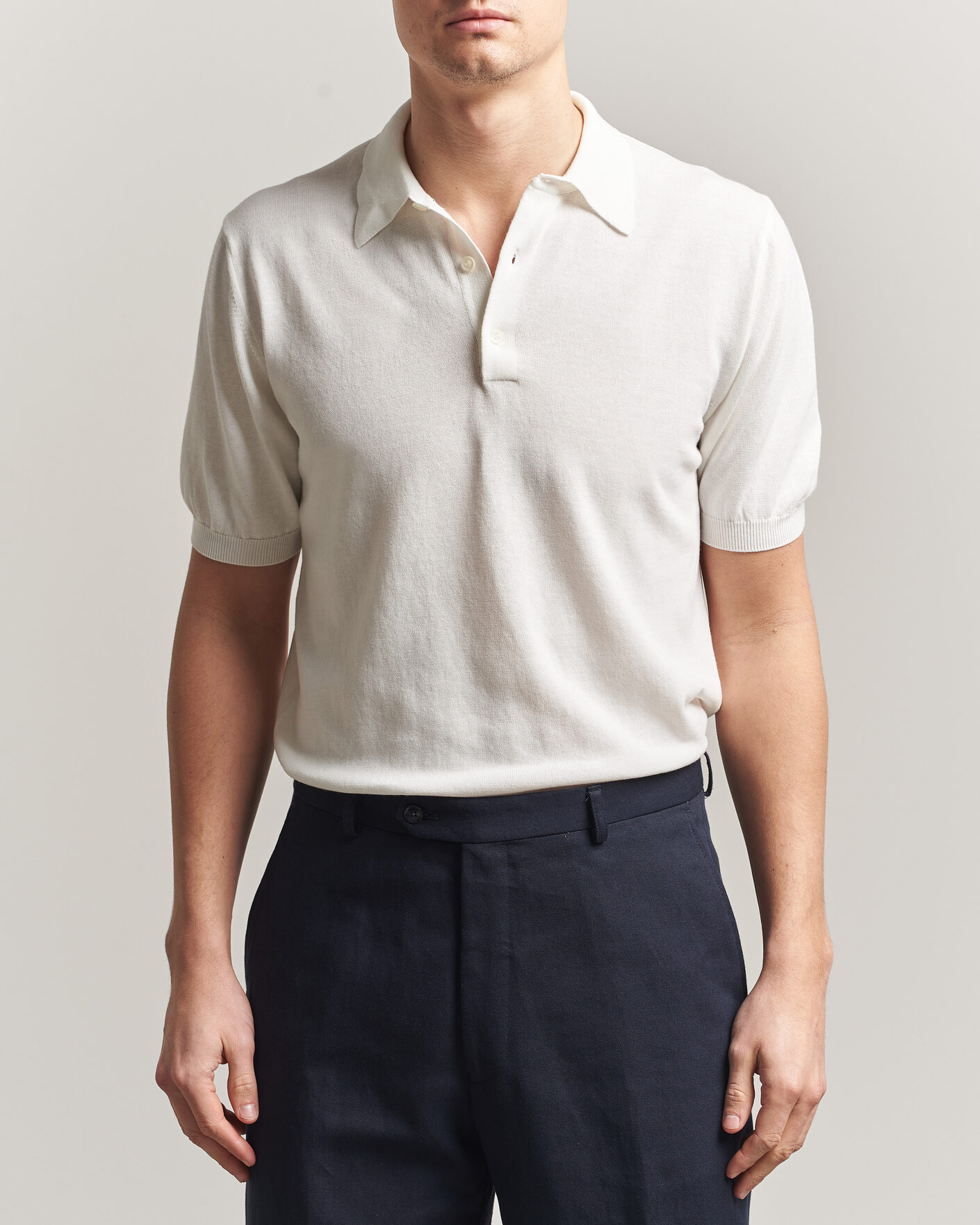 Herren | Poloshirts | Morgano | Knitted Cotton Crepe Polo Latte