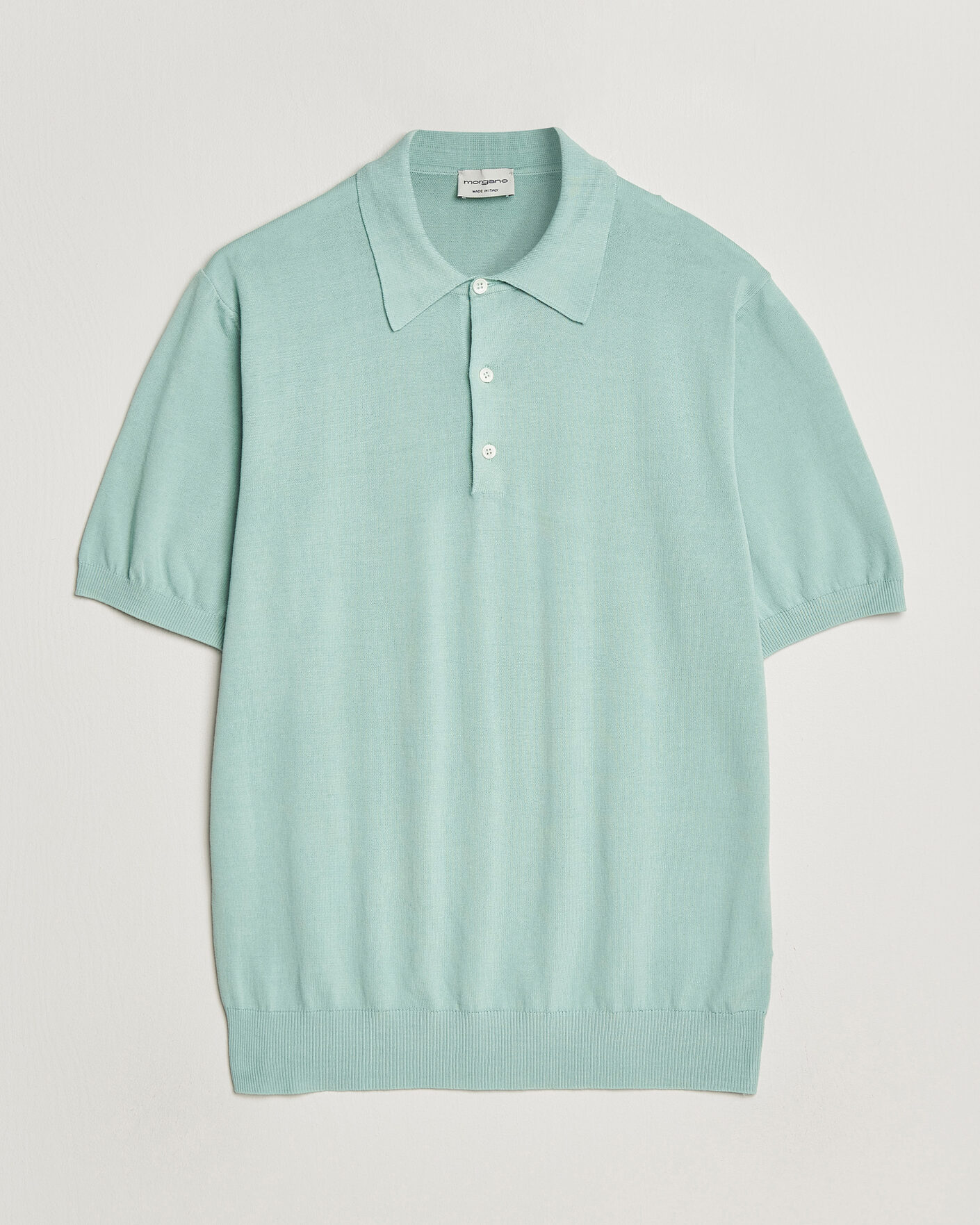 Herren | Poloshirts | Morgano | Knitted Cotton Crepe Polo Light Green