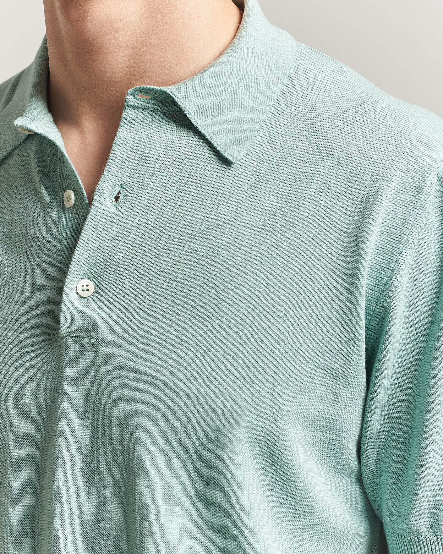 Herren | Poloshirts | Morgano | Knitted Cotton Crepe Polo Light Green