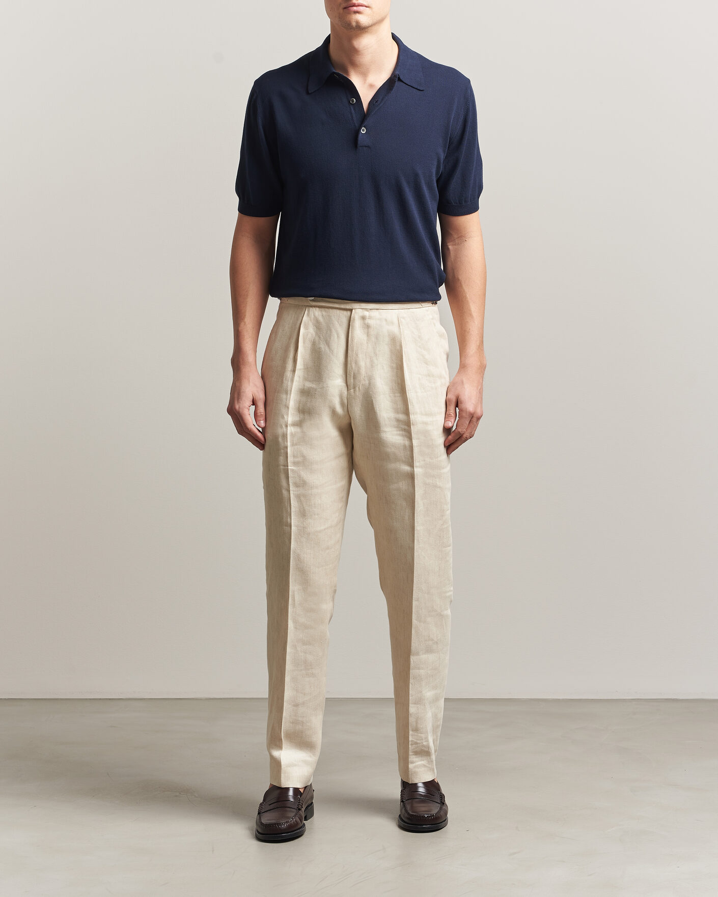 Herren | Poloshirts | Morgano | Knitted Cotton Crepe Polo Navy