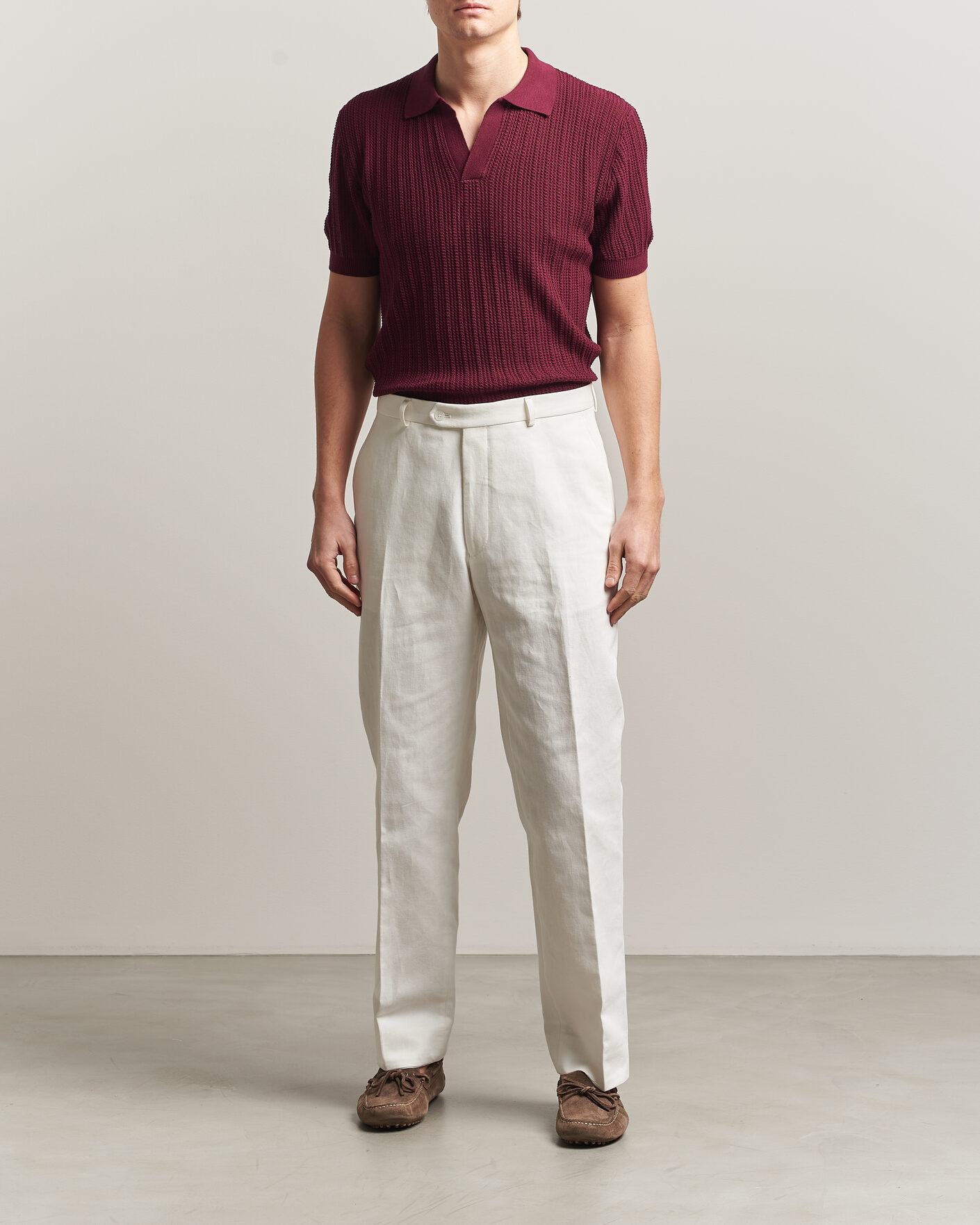 Herren | Poloshirts | Morgano | Structured Knitted Polo Burgundy