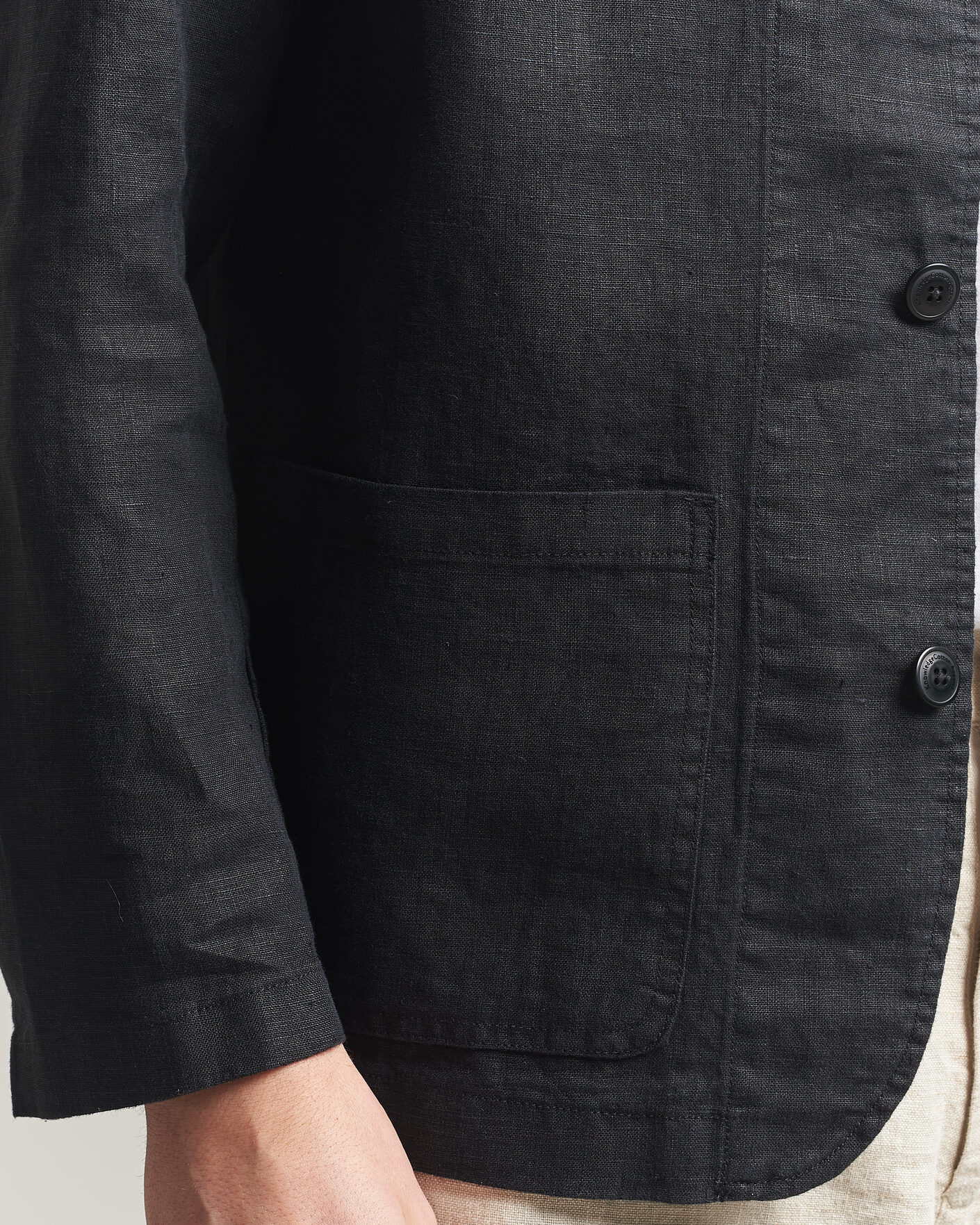 Herren | Sakkos | KnowledgeCotton Apparel | Linen Blazer Black