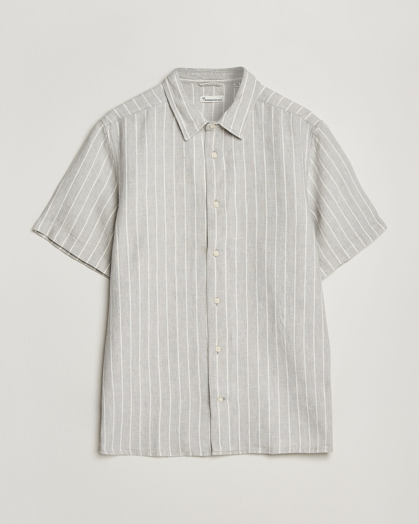 Herren | Hemden | KnowledgeCotton Apparel | Striped Linen Resort Shirt Grey