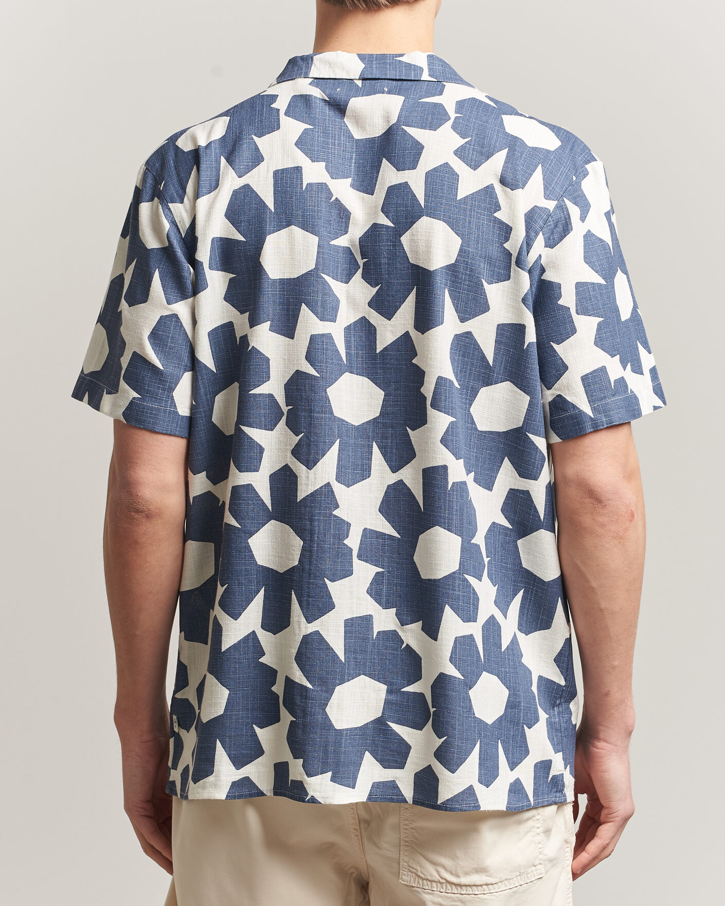 Herren | Hemden | KnowledgeCotton Apparel | Printed Linen Mix Shirt Blue