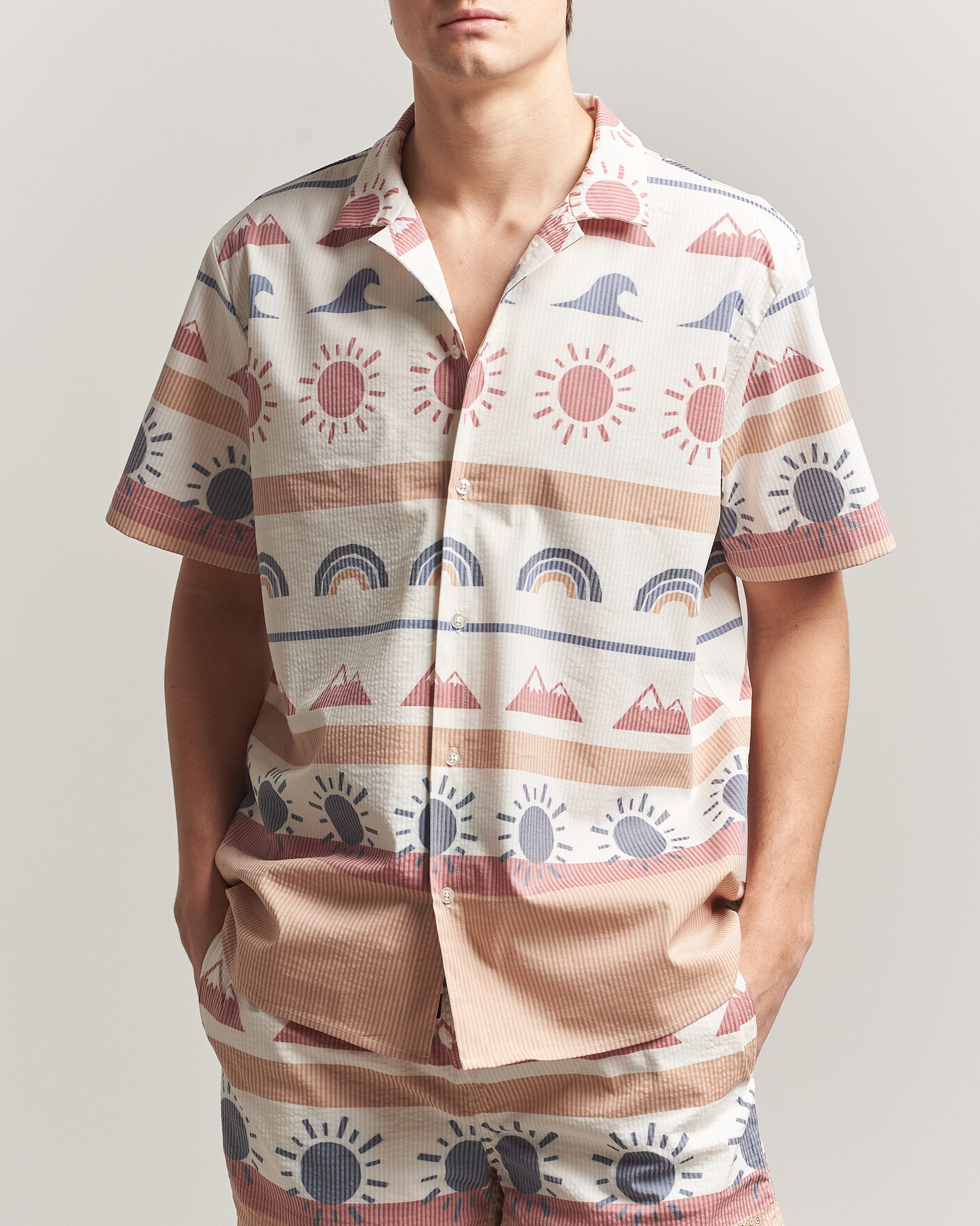 Herren | Hemden | KnowledgeCotton Apparel | Relaxed Printed AOP Short Sleeve Shirt Multi