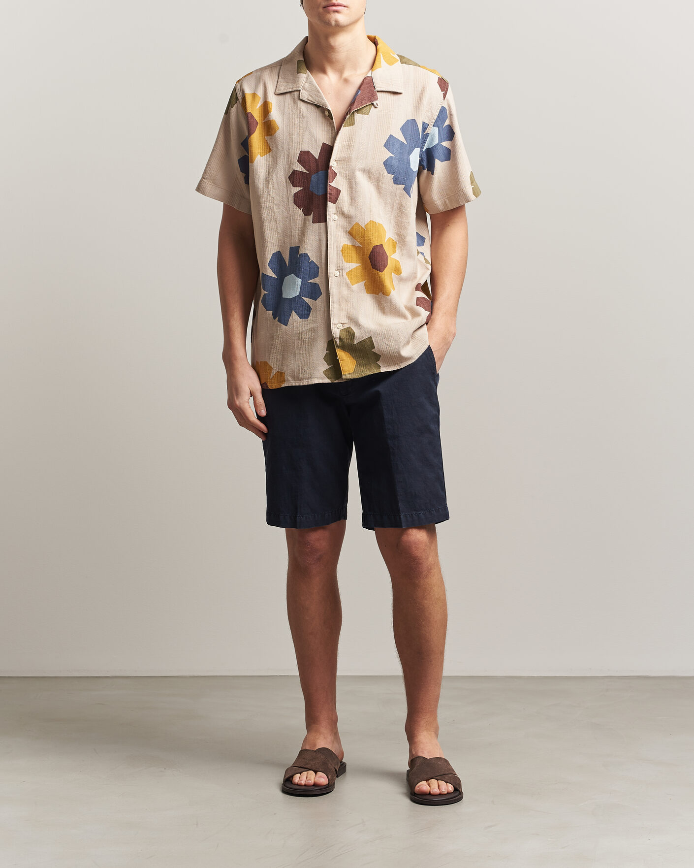 Herren | Hemden | KnowledgeCotton Apparel | Relaxed Printed Cotton Short Sleeve Shirt Multi
