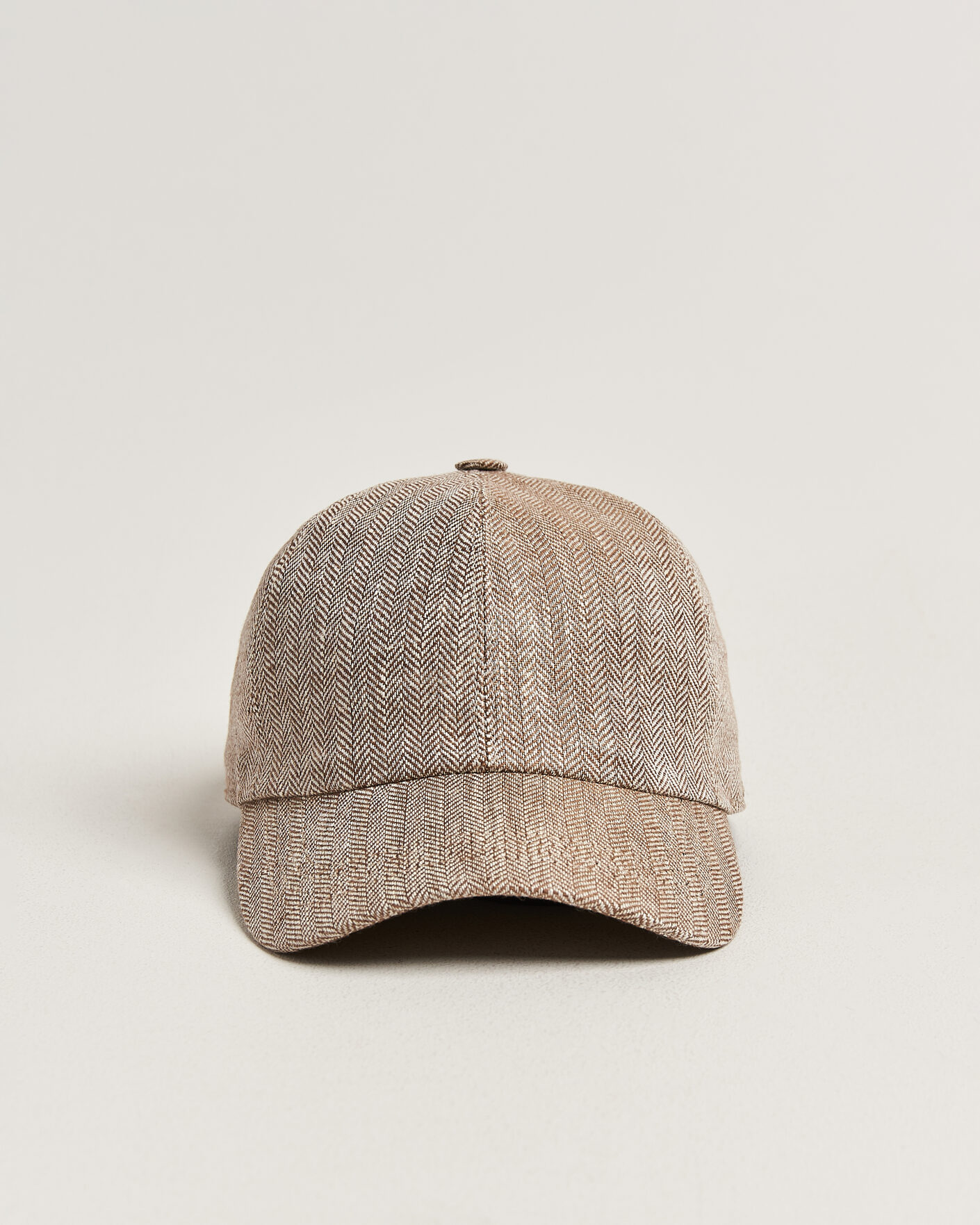 Herren | Hüte & Mützen | Wigéns | Baseball Linen Herringbone Cap Brown