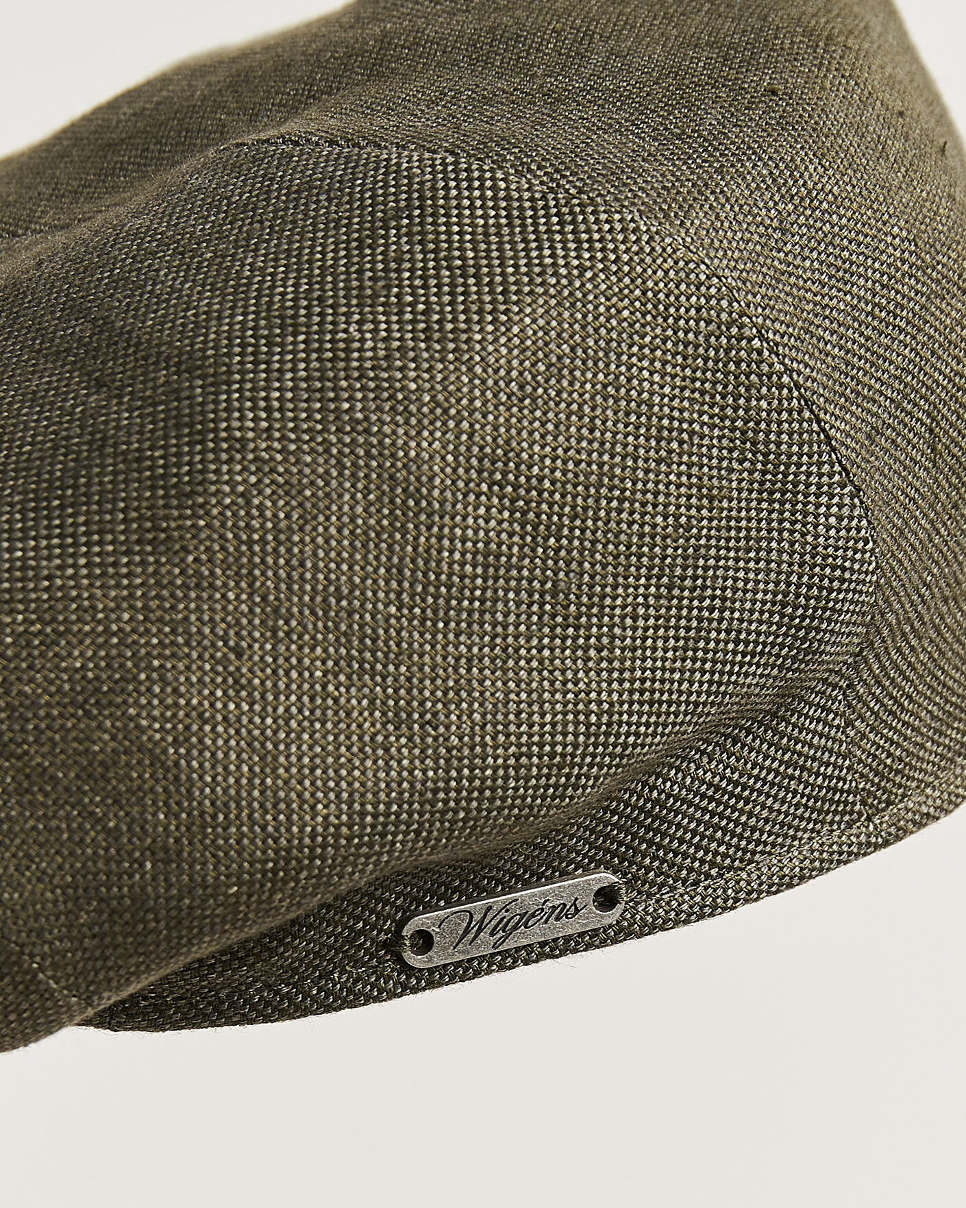 Herren | Hüte & Mützen | Wigéns | Newsboy Retro Hopsack Linen Cap Dark Olive