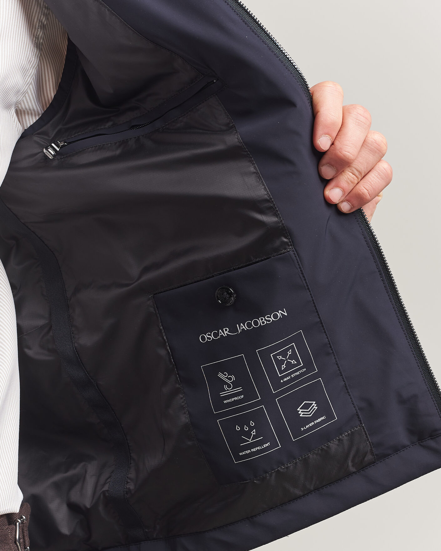 Herren | Westen | Oscar Jacobson | Light Zipped Waistcoat Navy