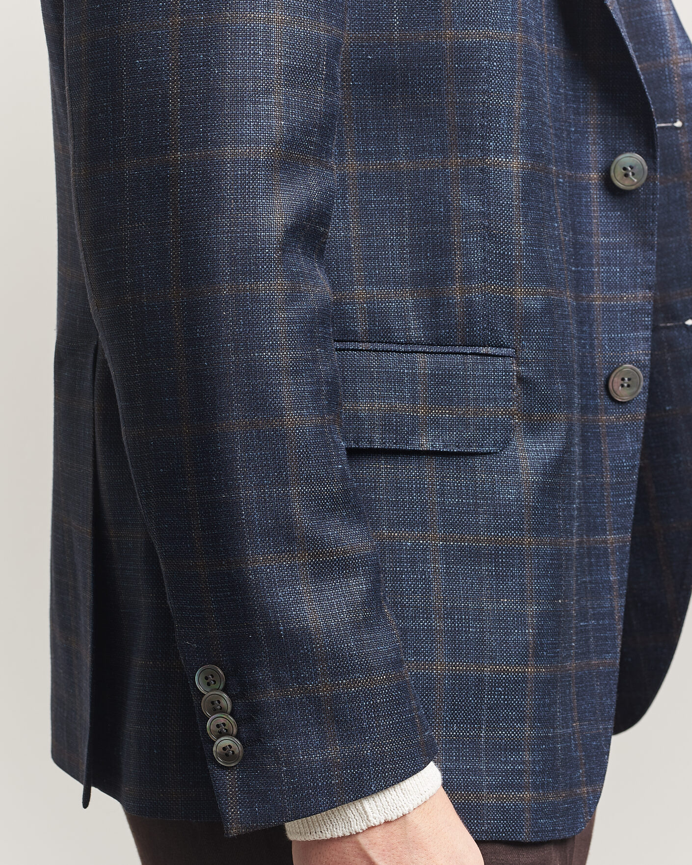 Herren | Sakkos | Oscar Jacobson | Ferry Patch Loro Piana Summertime Checked Blazer Navy