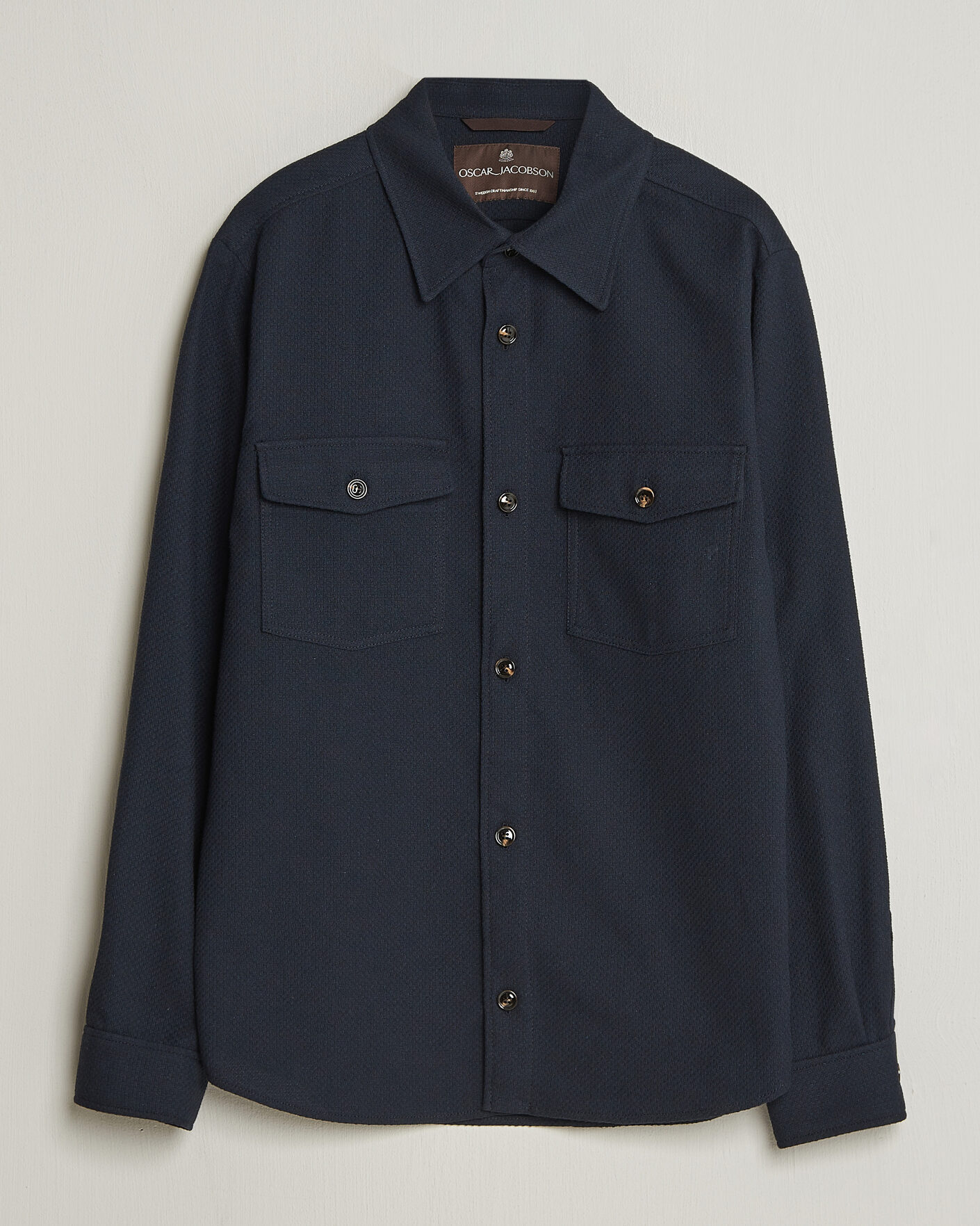 Herren | Hemden | Oscar Jacobson | Magnus Structure Cotton Overshirt Navy