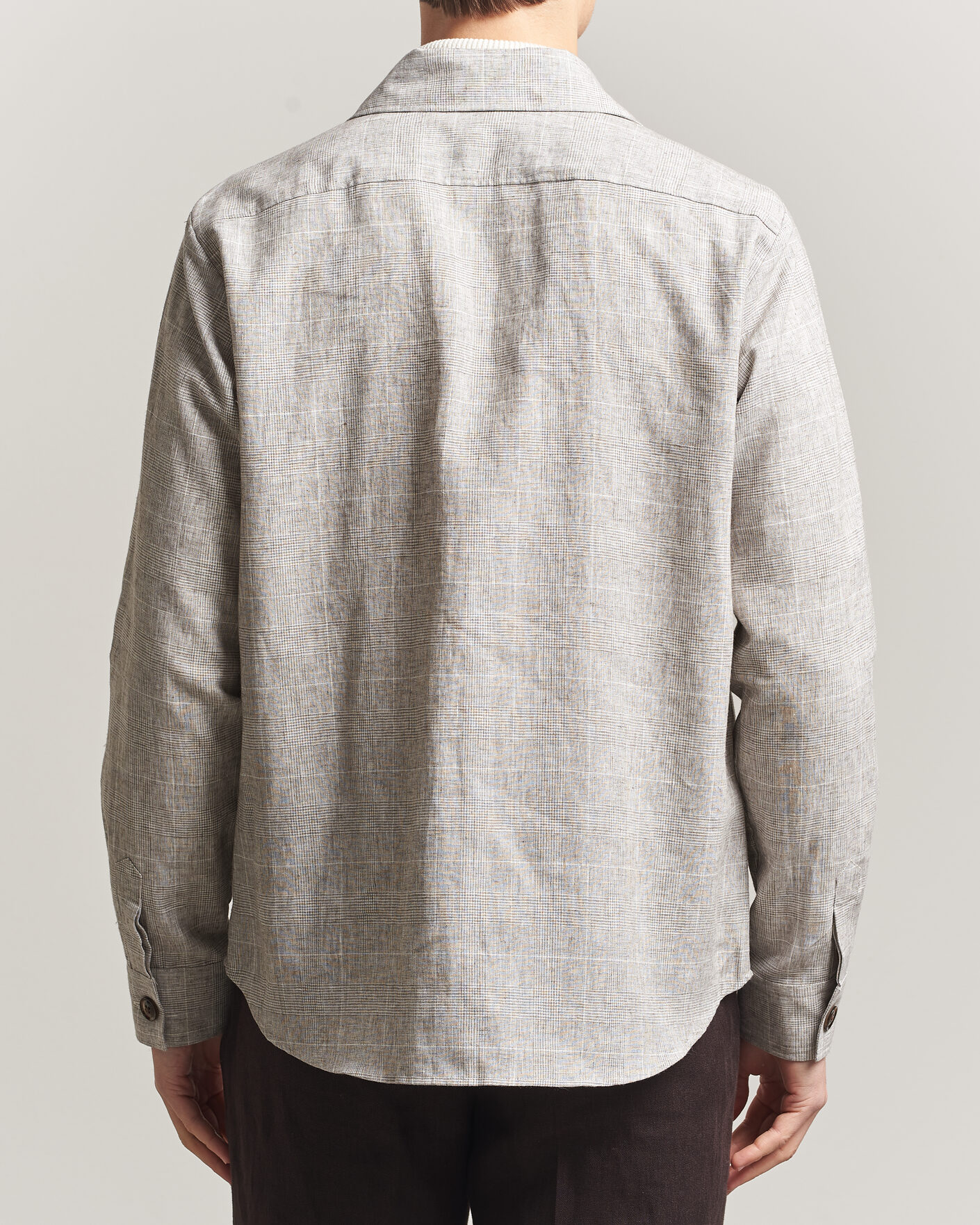 Herren | Hemden | Oscar Jacobson | Magnus Checked Linen Overshirt Beige