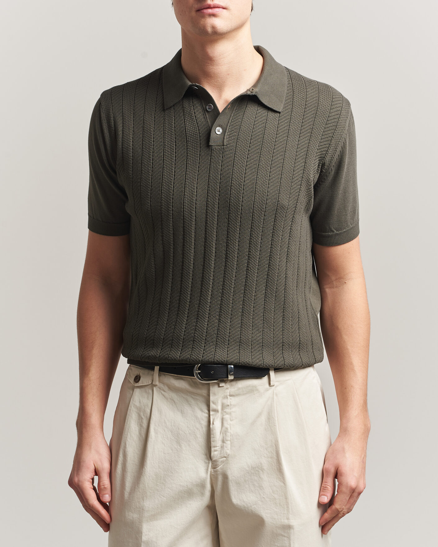 Herren | Poloshirts | Oscar Jacobson | Barto Structured Cotton Polo Green