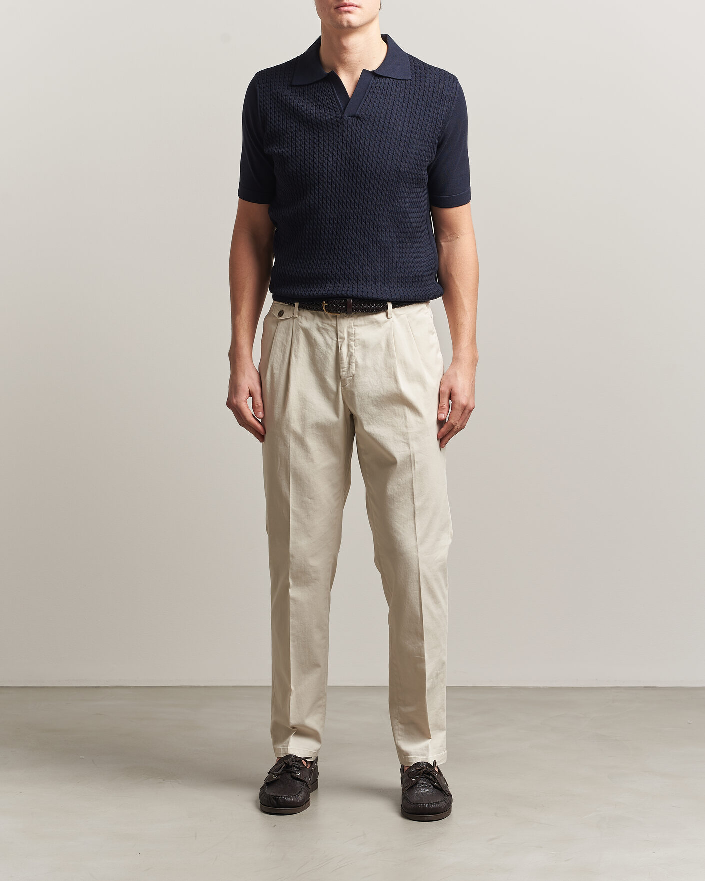 Herren | Poloshirts | Oscar Jacobson | Alf Structured Cotton Polo Navy