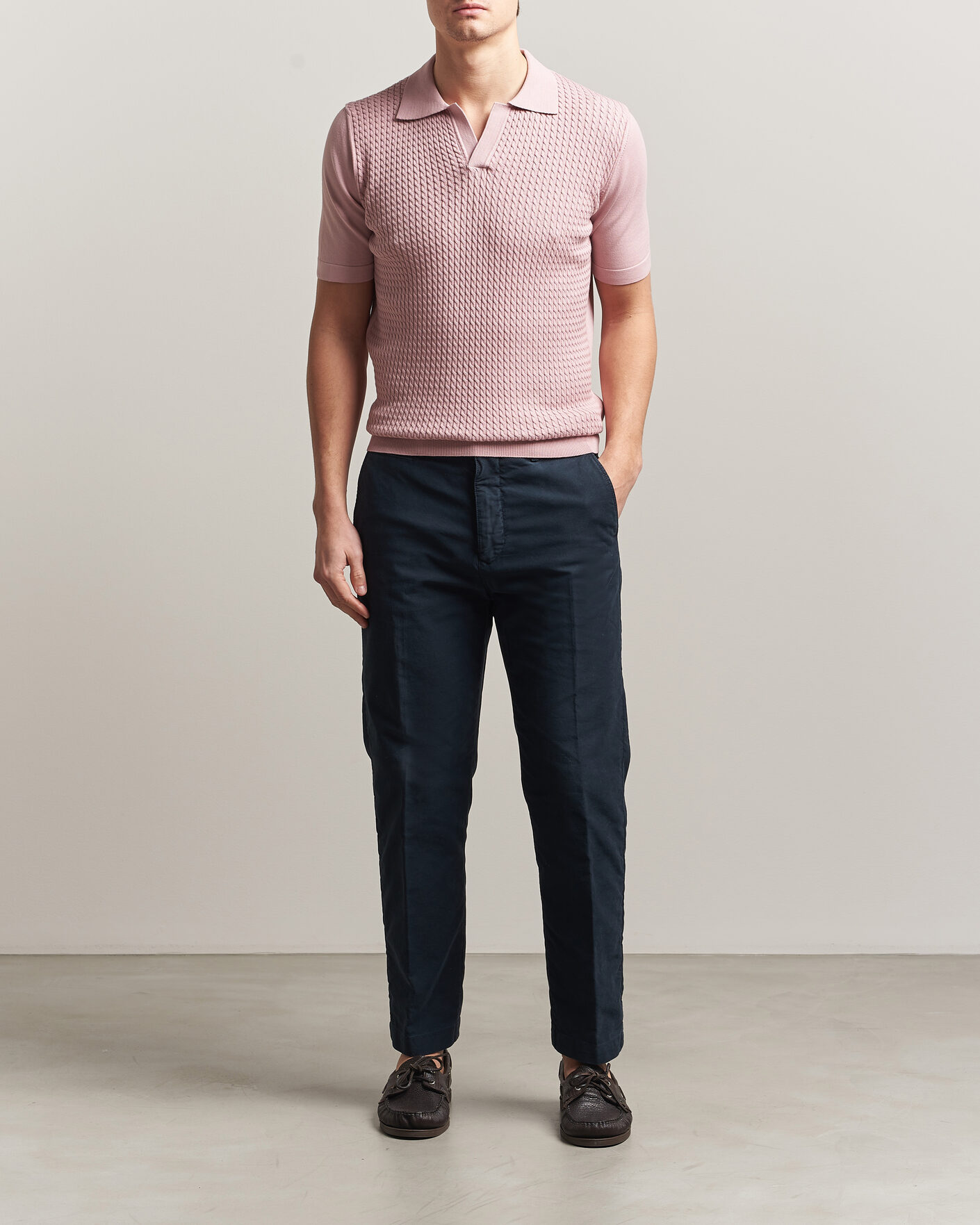 Herren | Poloshirts | Oscar Jacobson | Alf Structured Cotton Polo Pink
