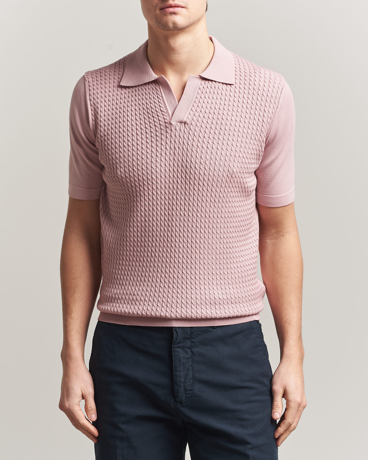 Herren | Poloshirts | Oscar Jacobson | Alf Structured Cotton Polo Pink