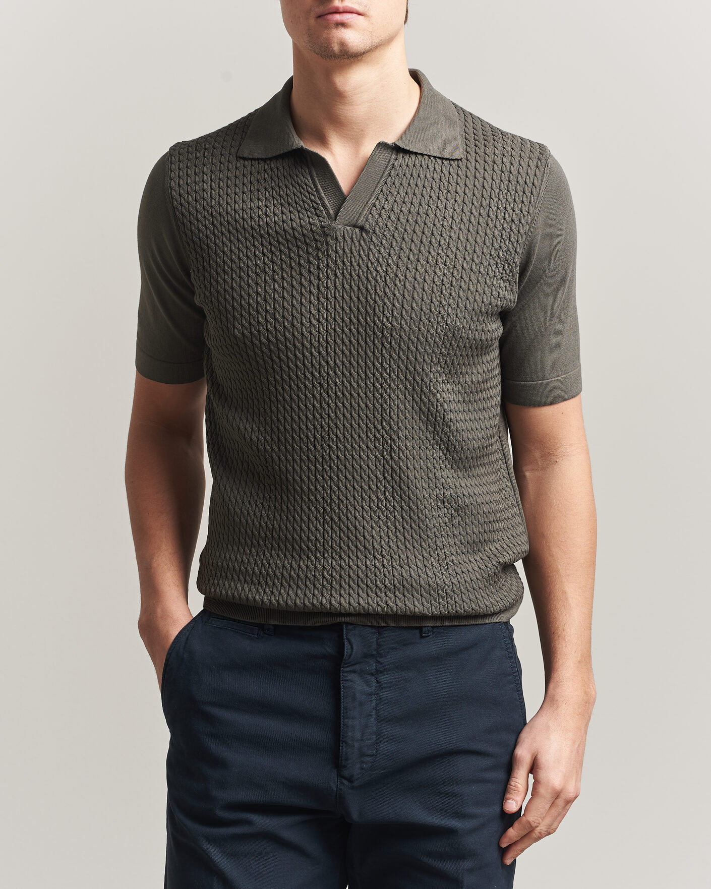Herren | Poloshirts | Oscar Jacobson | Alf Structured Cotton Polo Green