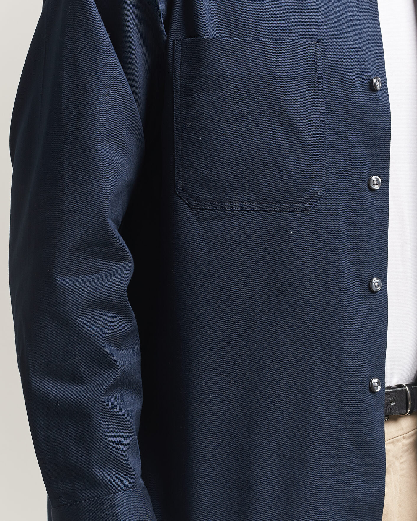 Herren | Hemden | Oscar Jacobson | Straight Fit Bowling Collar Cotton Shirt Navy
