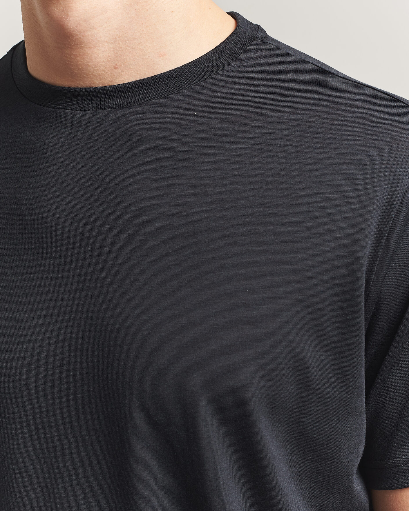 Herren | T-Shirts | Oscar Jacobson | Kim Lyocel/Cotton T-Shirt Black