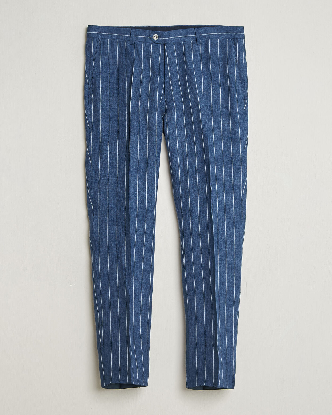 Herren | Hosen | Oscar Jacobson | Dandy Striped Linen Trousers Blue