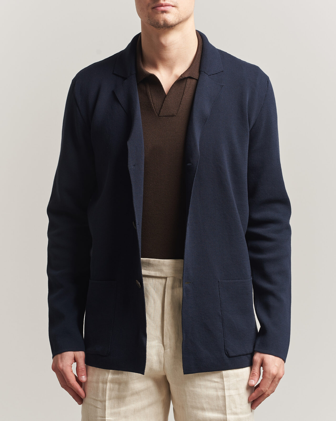 Herren | Sakkos | Zanone | Knitted Cotton Blazer Navy