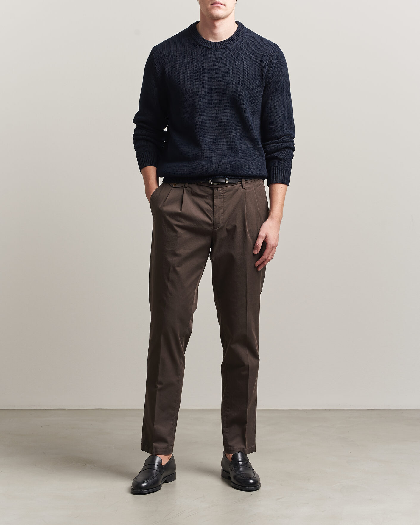 Herren | Pullover | Zanone | Soft Cotton Crew Neck Sweater Navy