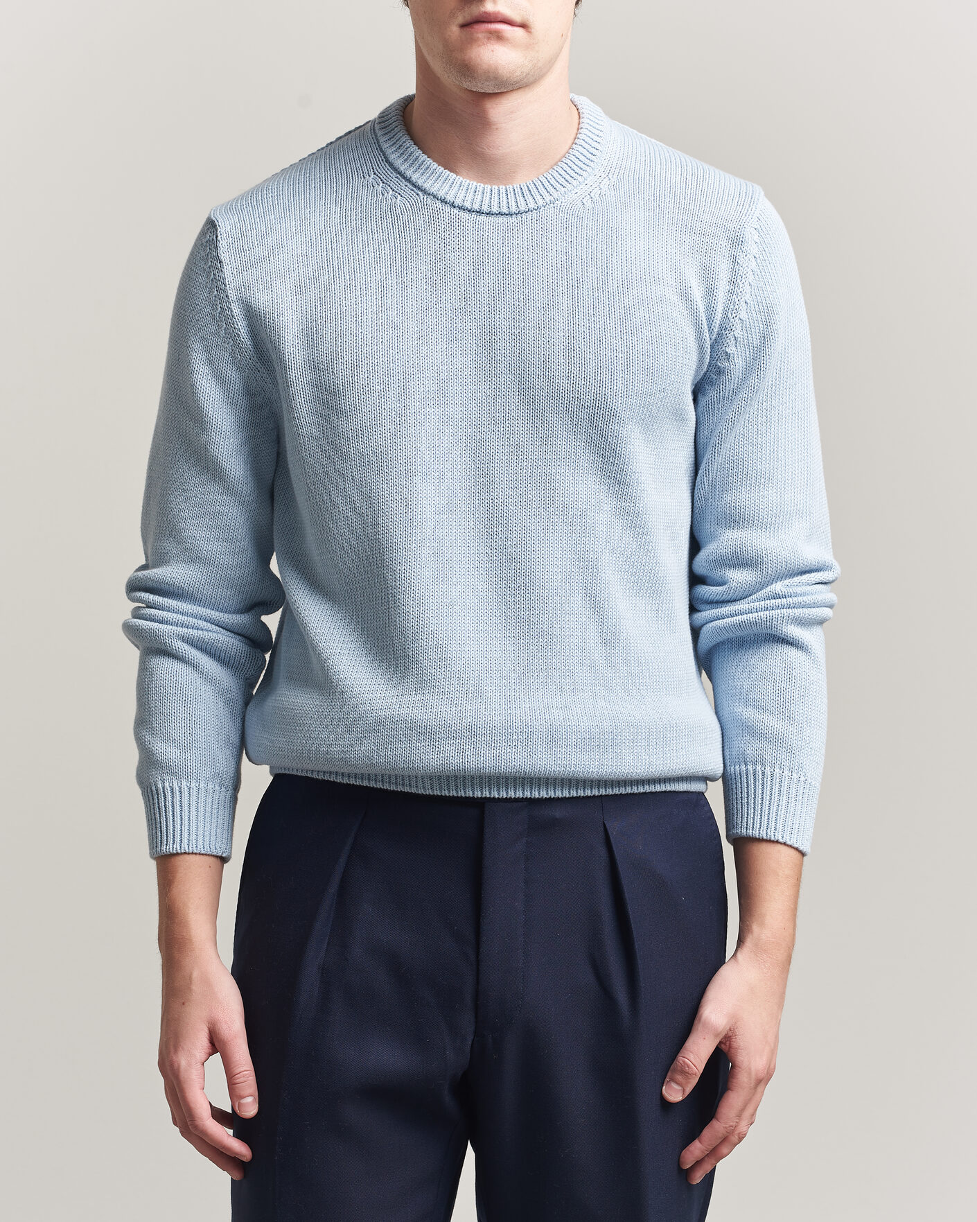 Herren | Pullover | Zanone | Soft Cotton Crew Neck Sweater Sky Blue