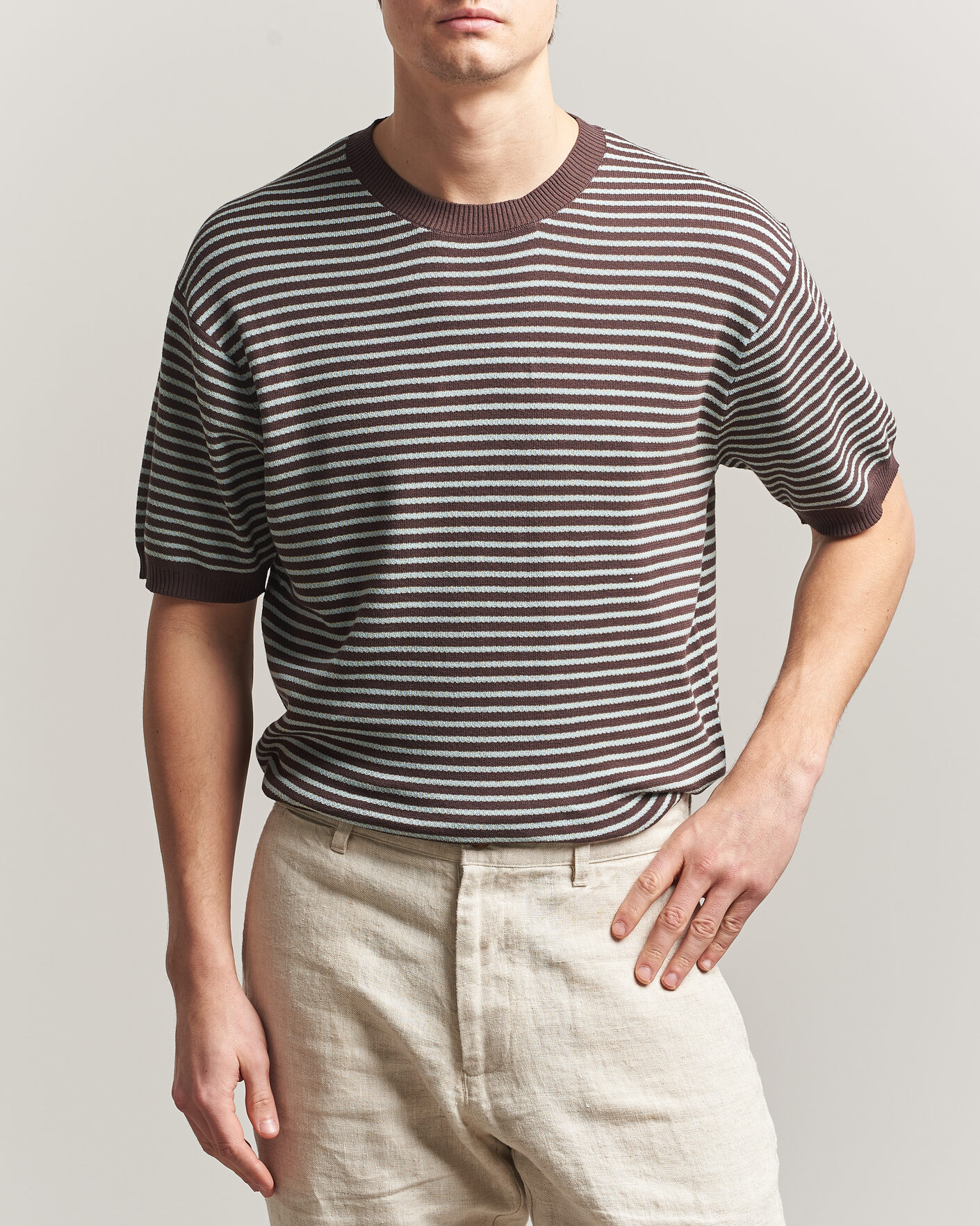 Herren | T-Shirts | BEAMS PLUS | Jacquard Knit T-Shirt Brown