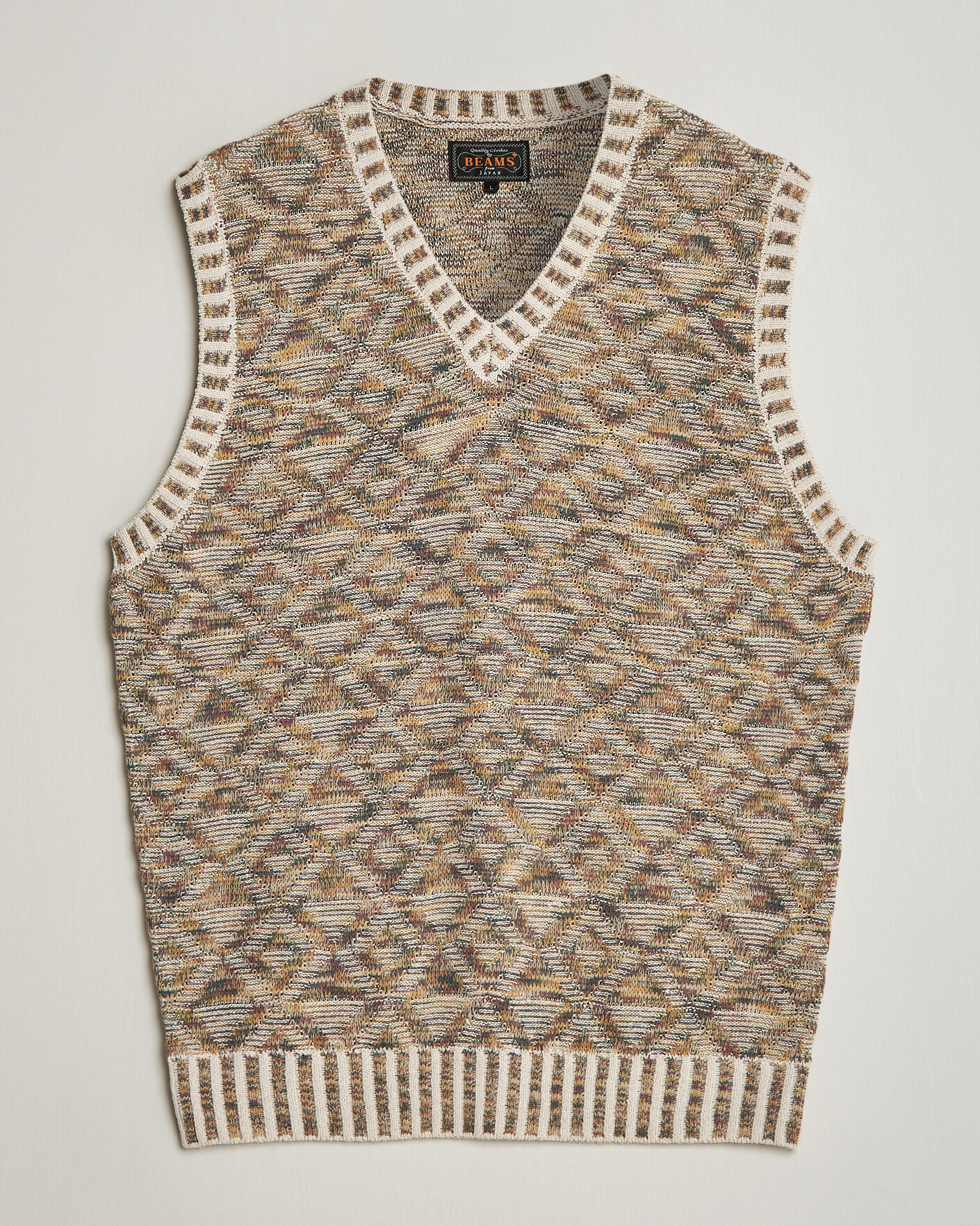 Herren | Pullover | BEAMS PLUS | Kasuri Jacquard Knit Vest Beige