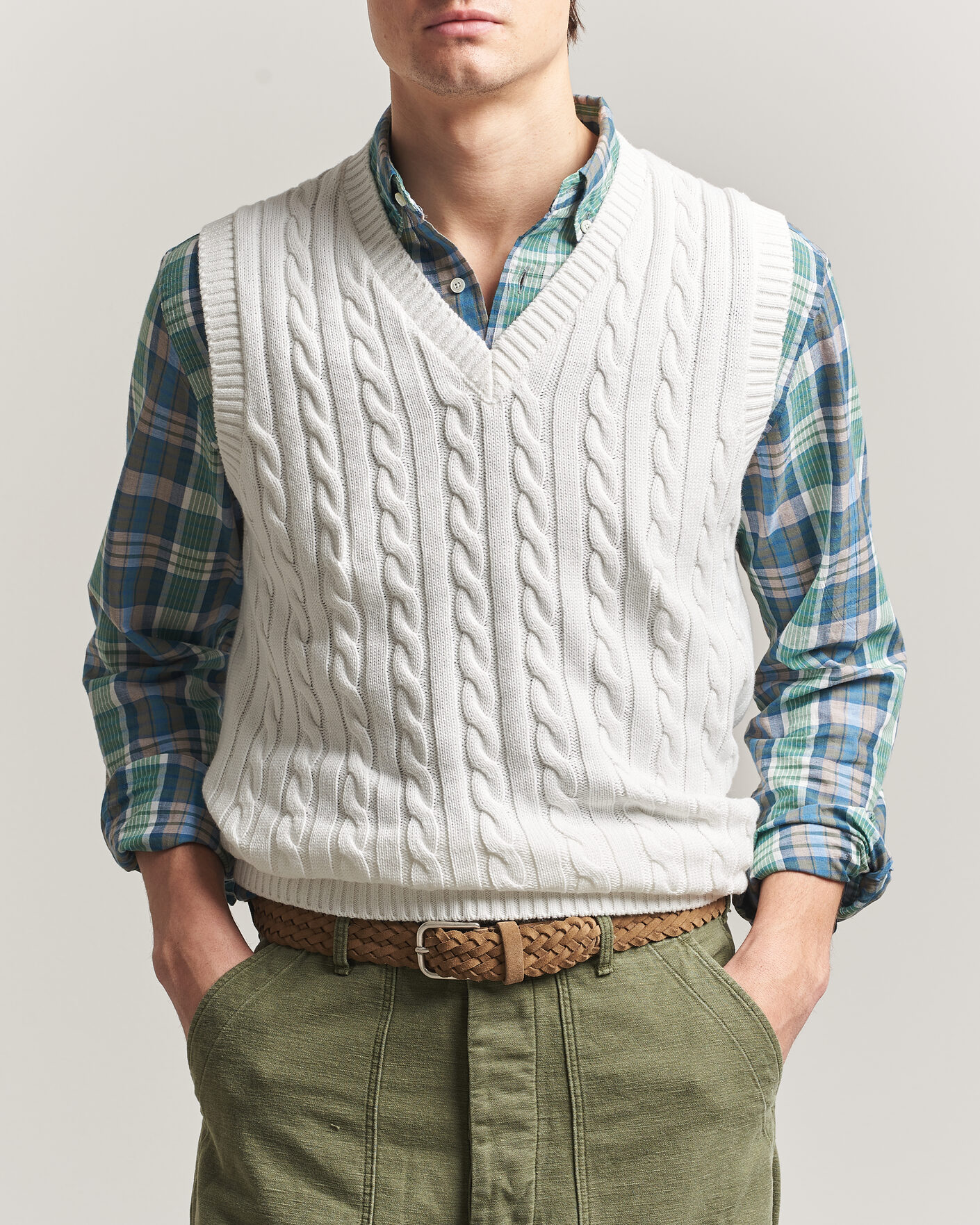 Herren | Pullover | BEAMS PLUS | Cable Knit Vest White