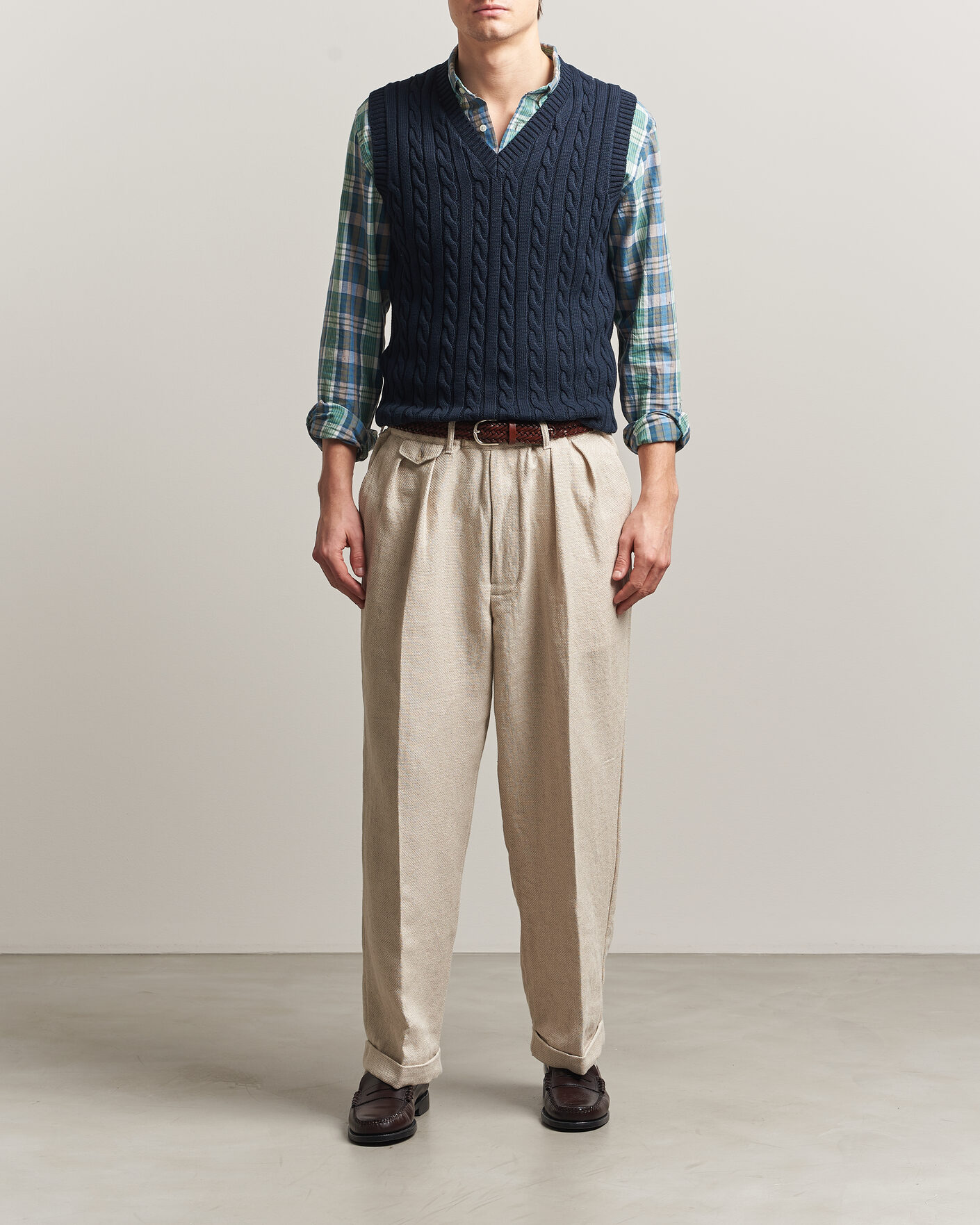 Herren | Pullover | BEAMS PLUS | Cable Knit Vest Navy