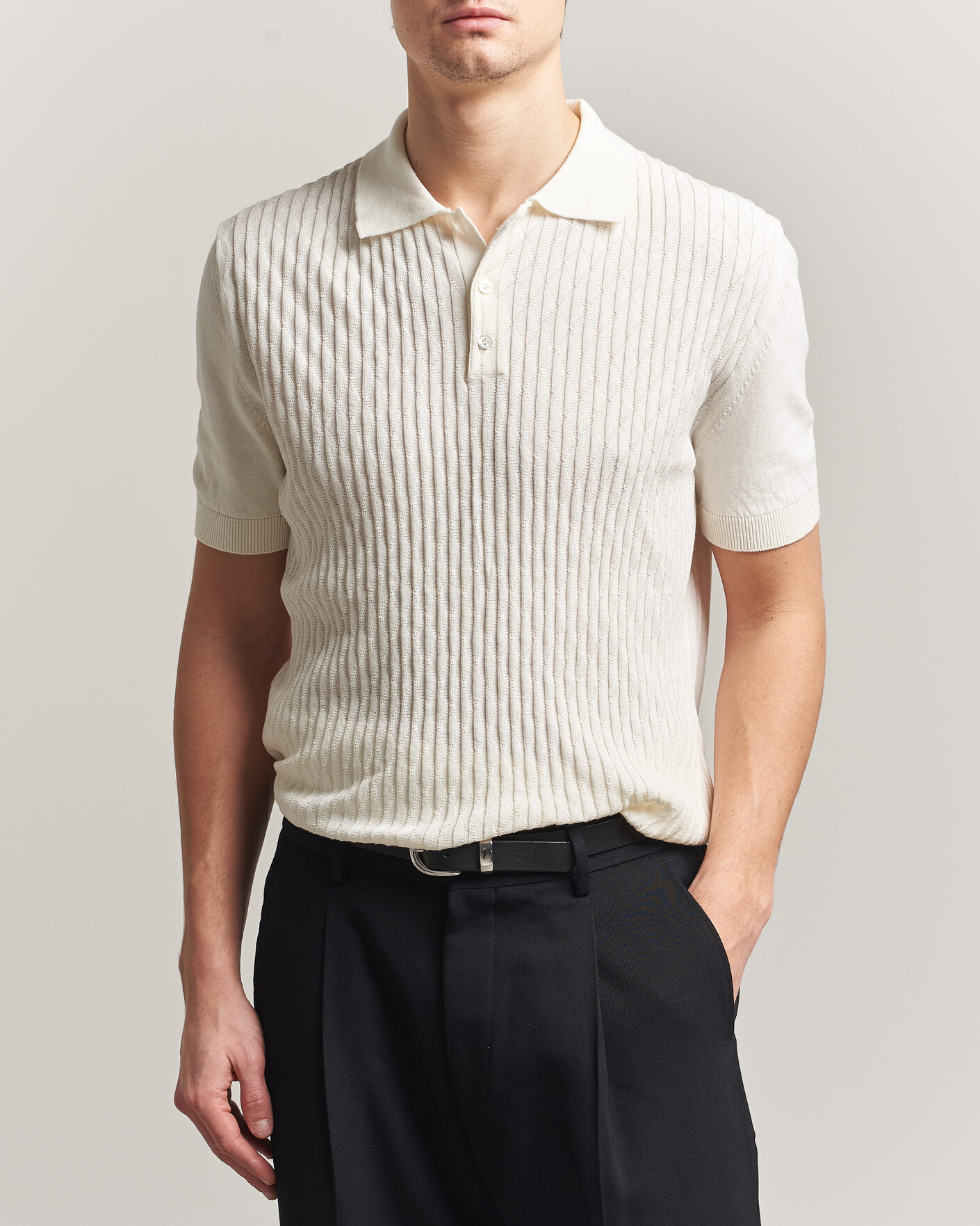 Herren | Poloshirts | Baracuta | Pattern Stich Polo Off White